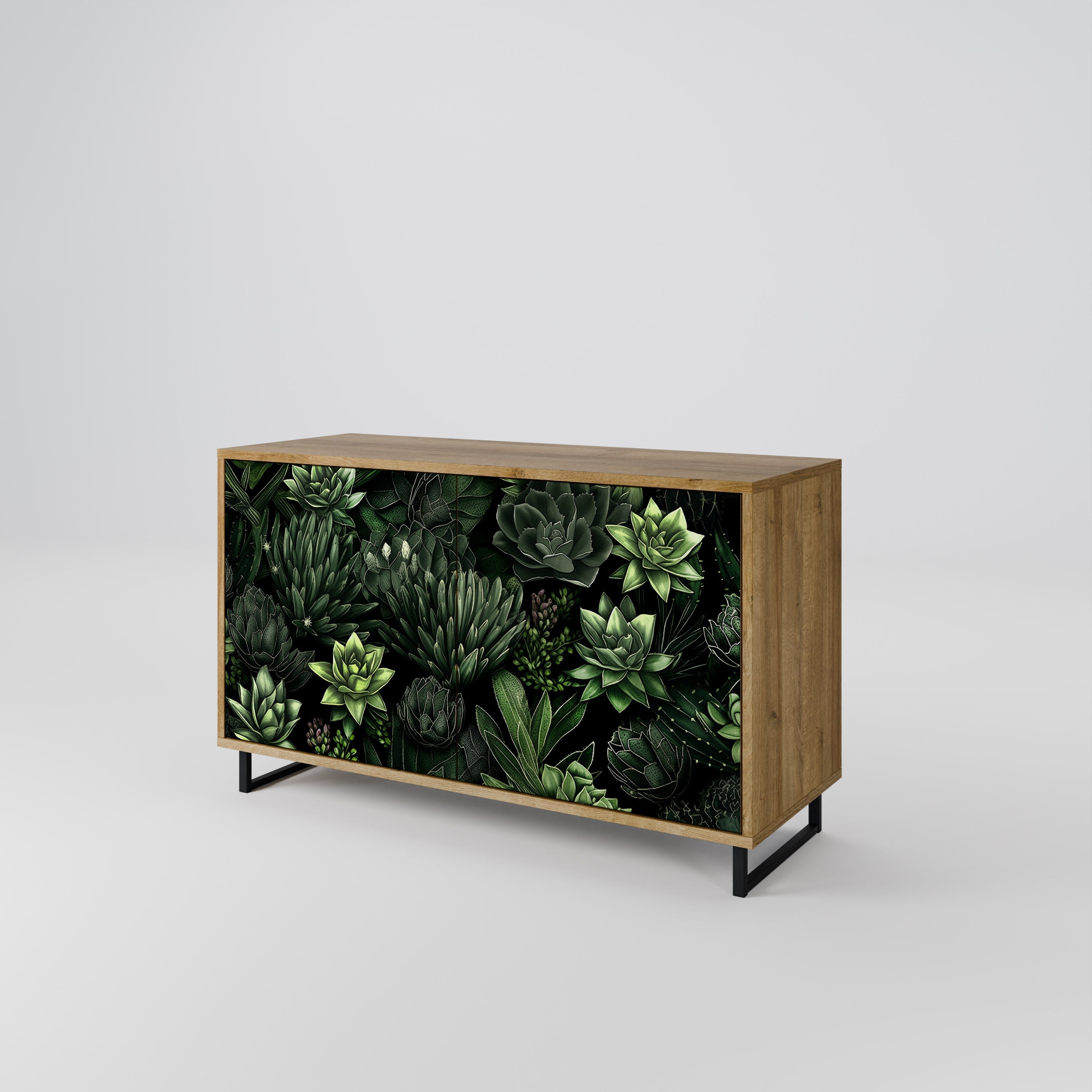 SUCCULENT JUNGLE Sideboard mit 2 Türen in Eichenoptik