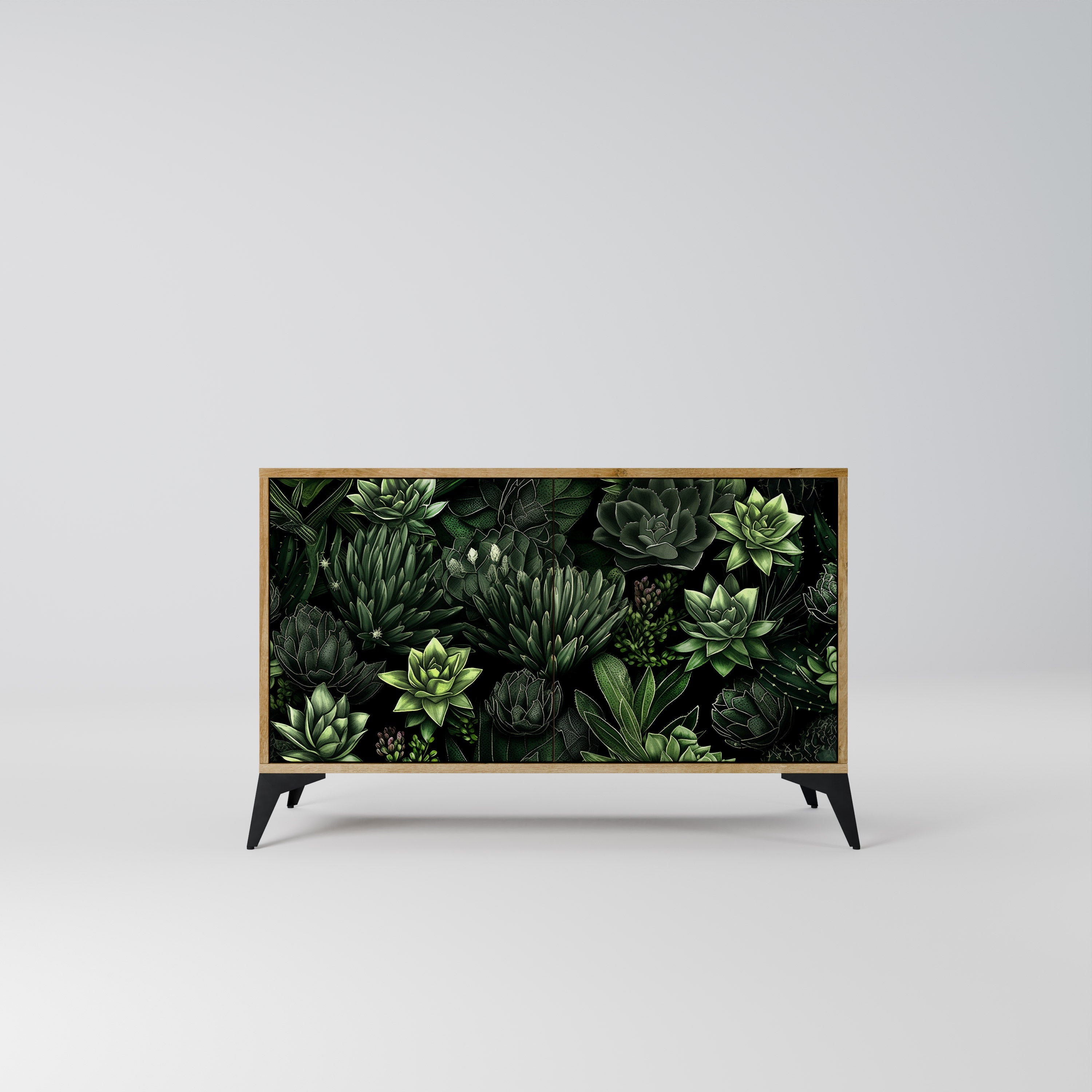 SUCCULENT JUNGLE Sideboard mit 2 Türen in Eichenoptik
