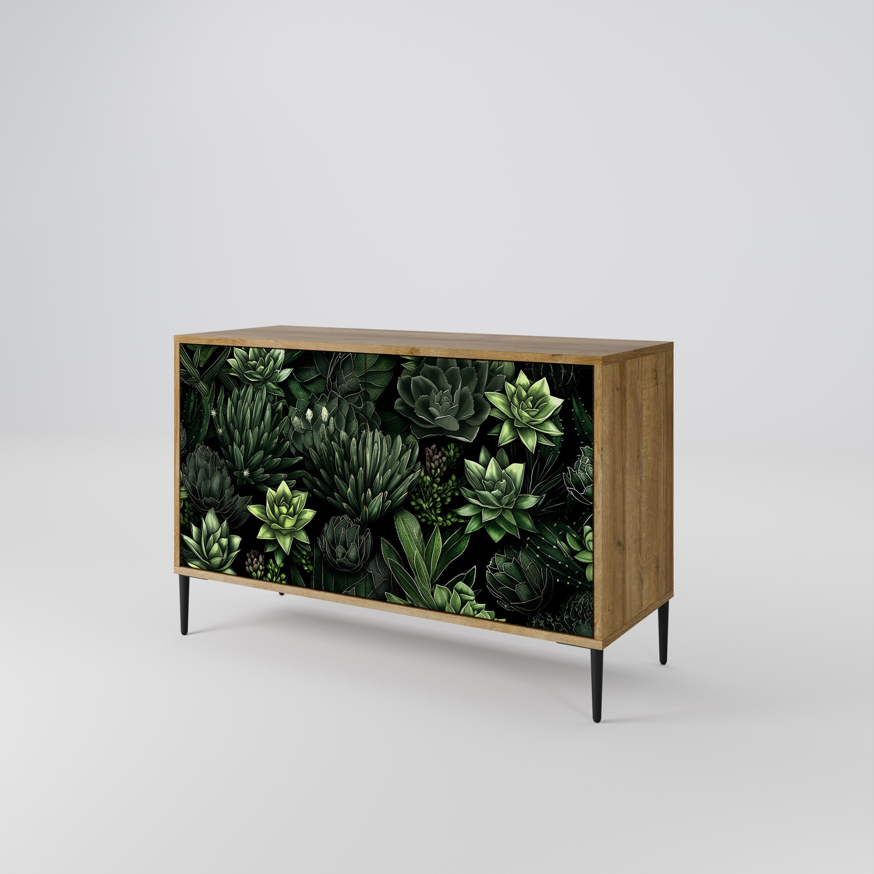 SUCCULENT JUNGLE Sideboard mit 2 Türen in Eichenoptik