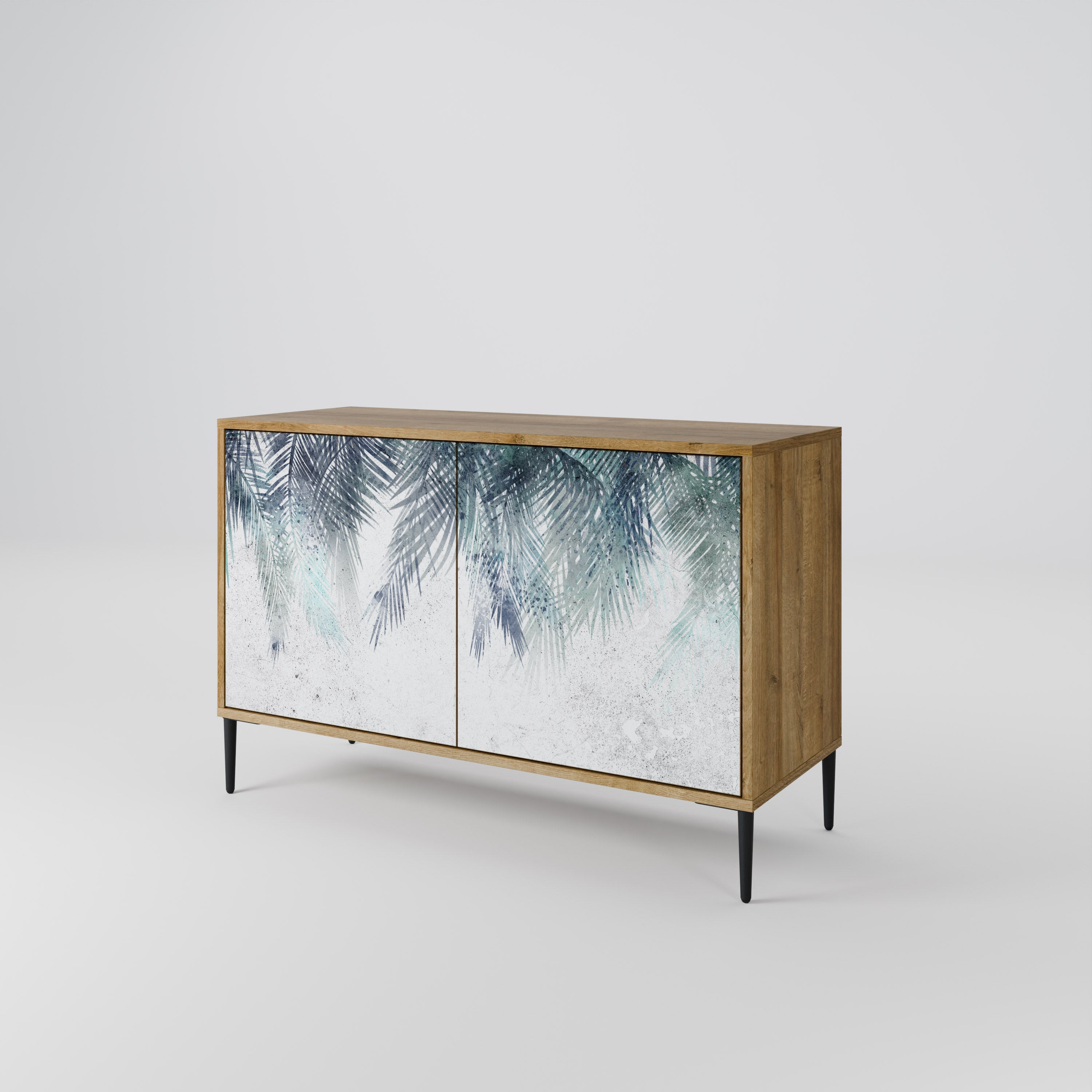 PALM VEIL Sideboard mit 2 Türen in Eichenoptik