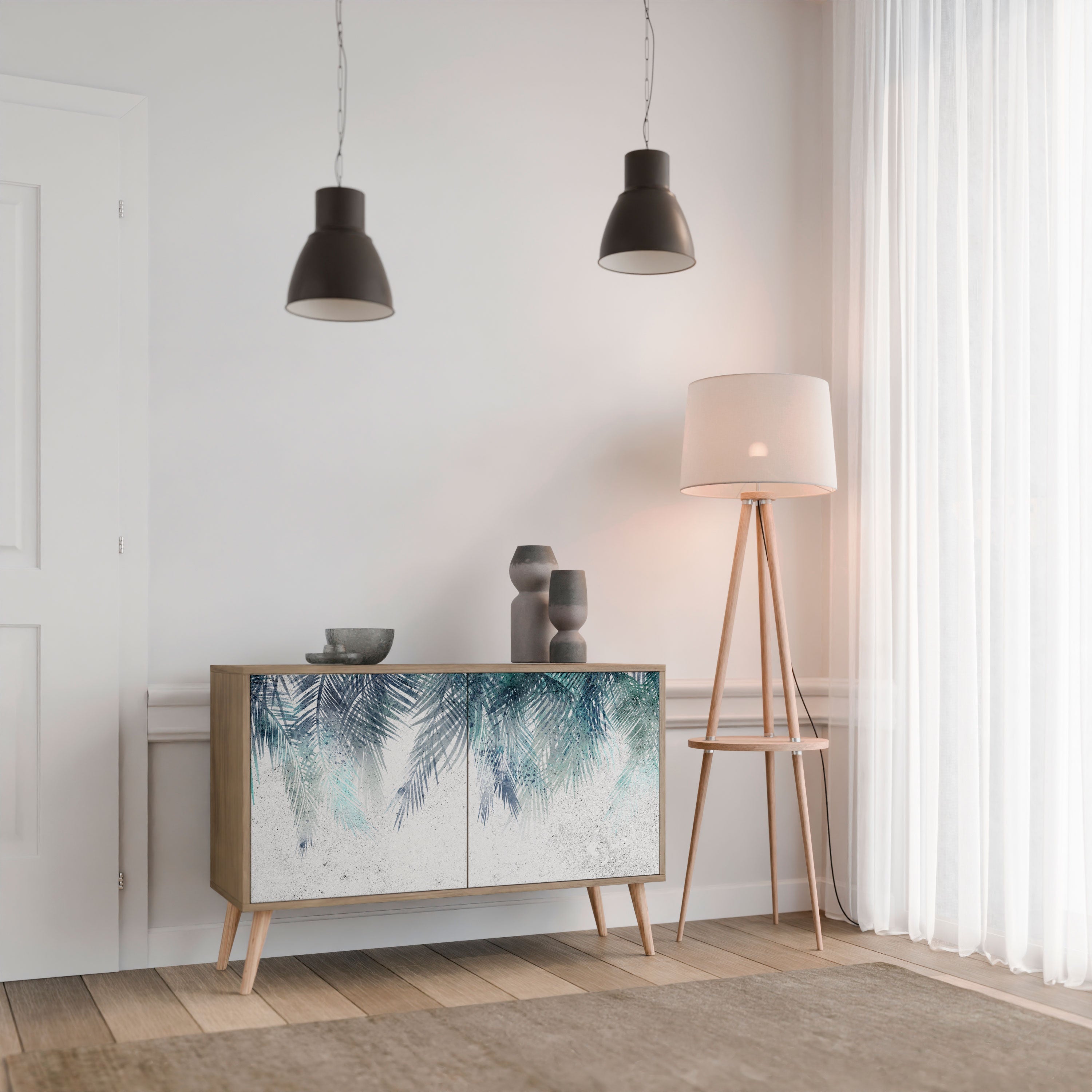 PALM VEIL Sideboard mit 2 Türen in Eichenoptik