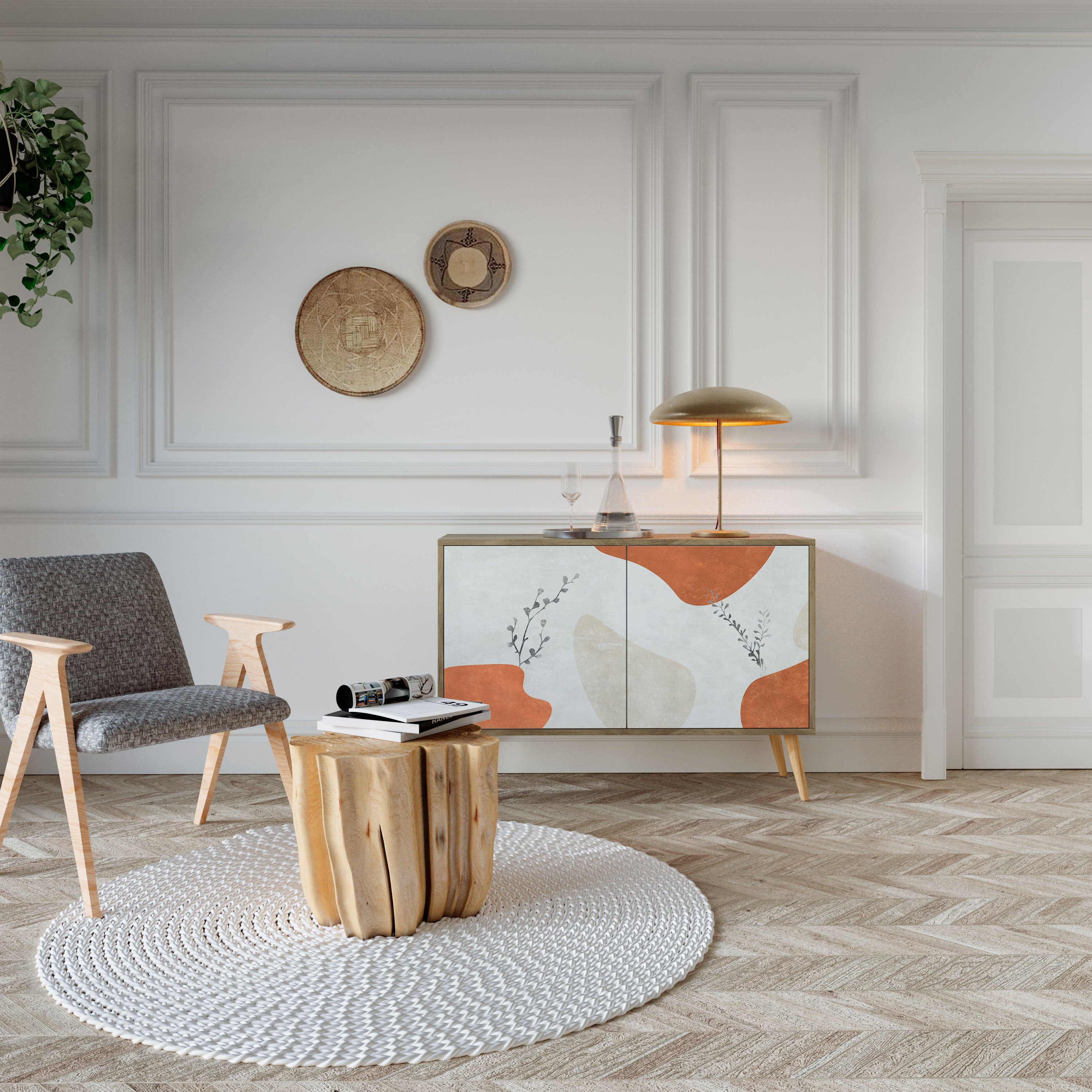 TRANQUIL TWIG Sideboard mit 2 Türen in Eichenoptik