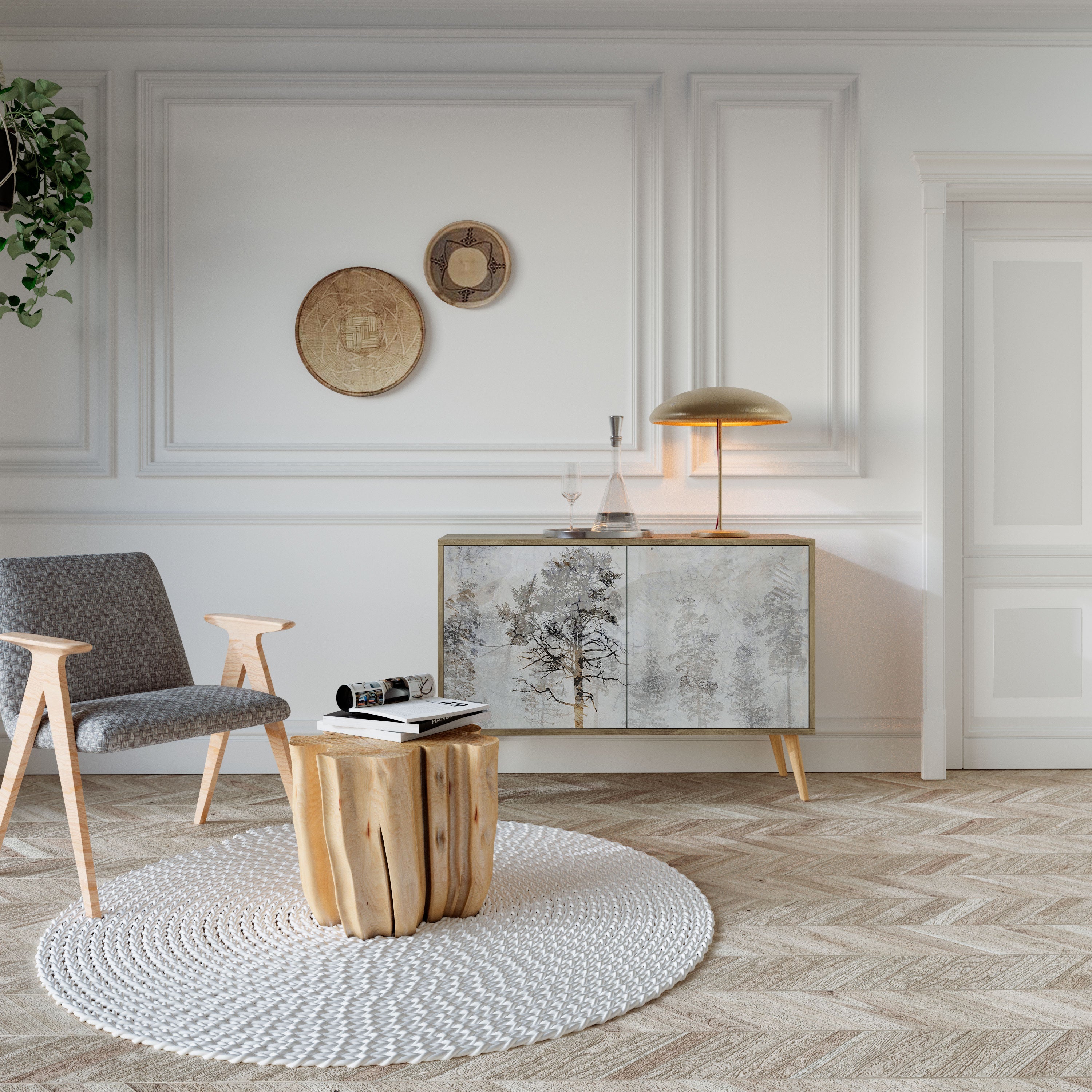 FADE IN THE TREES Sideboard mit 2 Türen in Eichenoptik