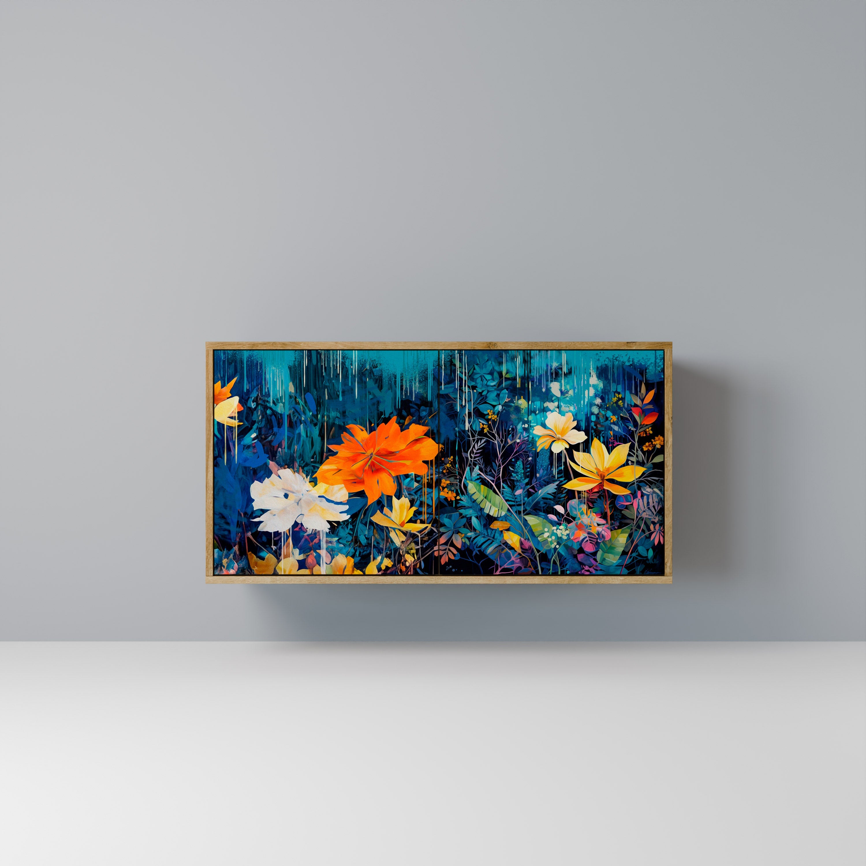 MIDNIGHT BLOSSOM Sideboard mit 2 Türen in Eichenoptik