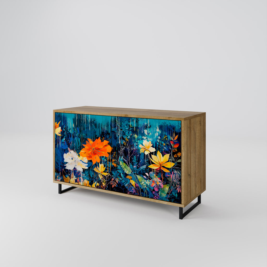 MIDNIGHT BLOSSOM Sideboard mit 2 Türen in Eichenoptik