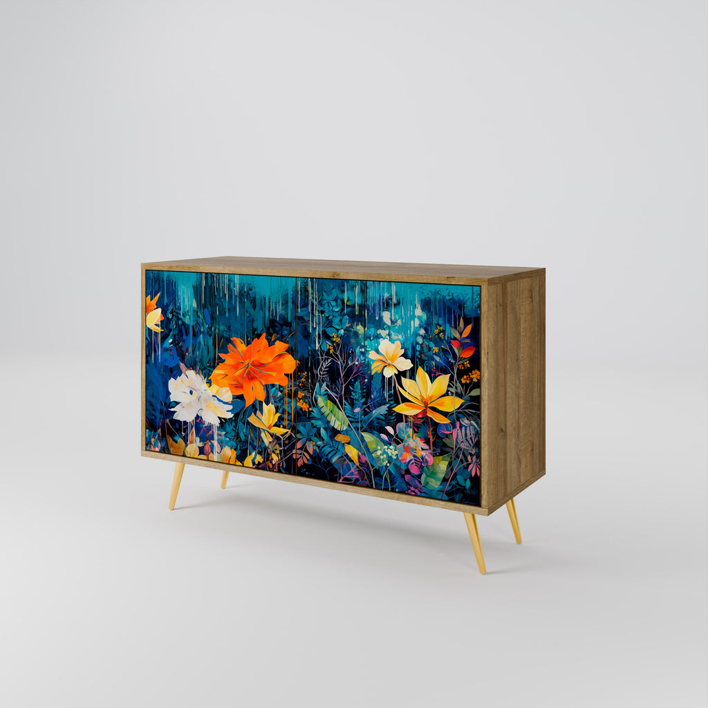 MIDNIGHT BLOSSOM Sideboard mit 2 Türen in Eichenoptik