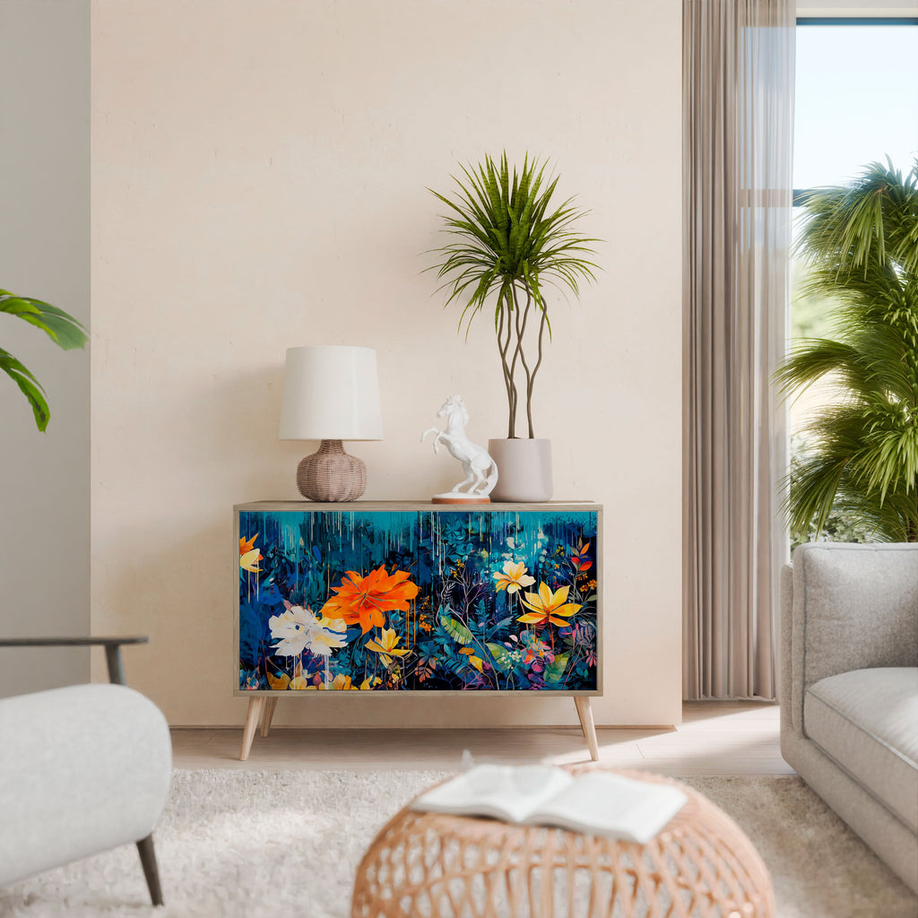 MIDNIGHT BLOSSOM Sideboard mit 2 Türen in Eichenoptik