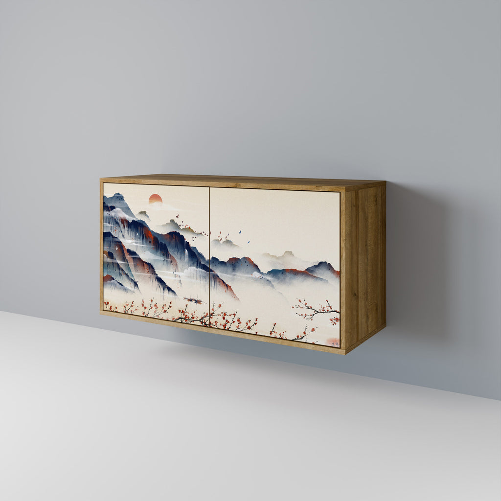 JAPANESE LANDSCAPE Sideboard mit 2 Türen in Eichenoptik