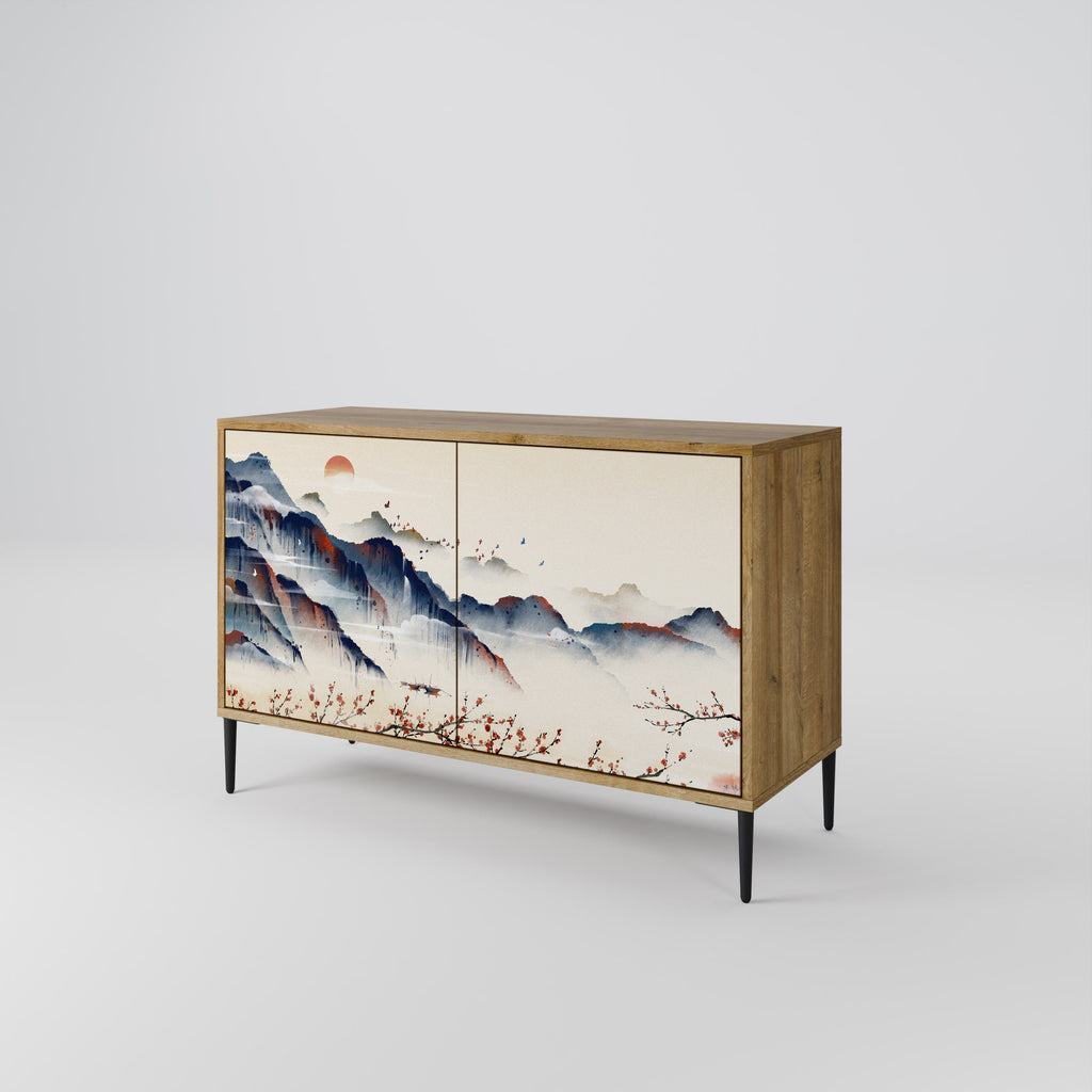 JAPANESE LANDSCAPE Sideboard mit 2 Türen in Eichenoptik