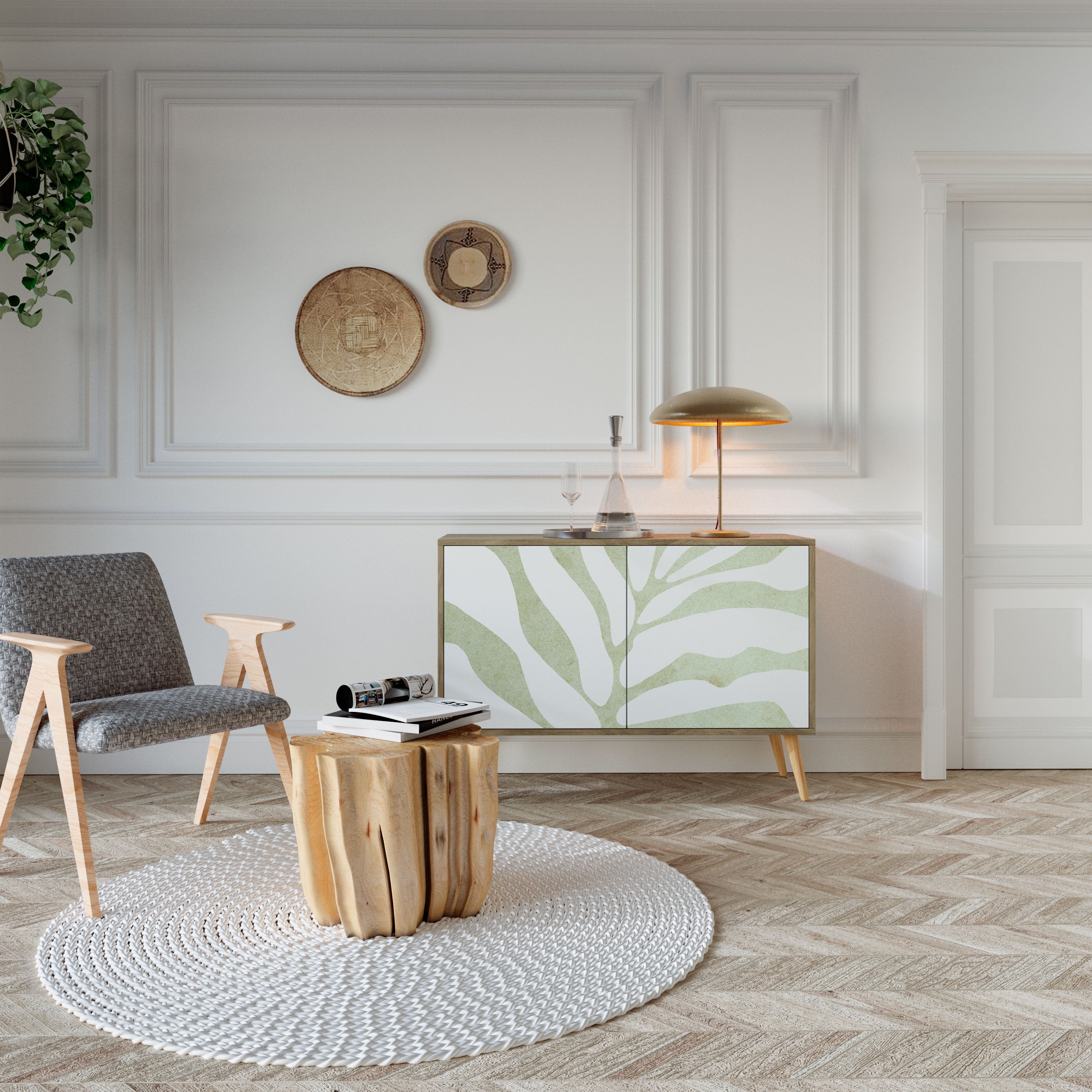 BOTANICAL SPARK Sideboard mit 2 Türen in Eichenoptik