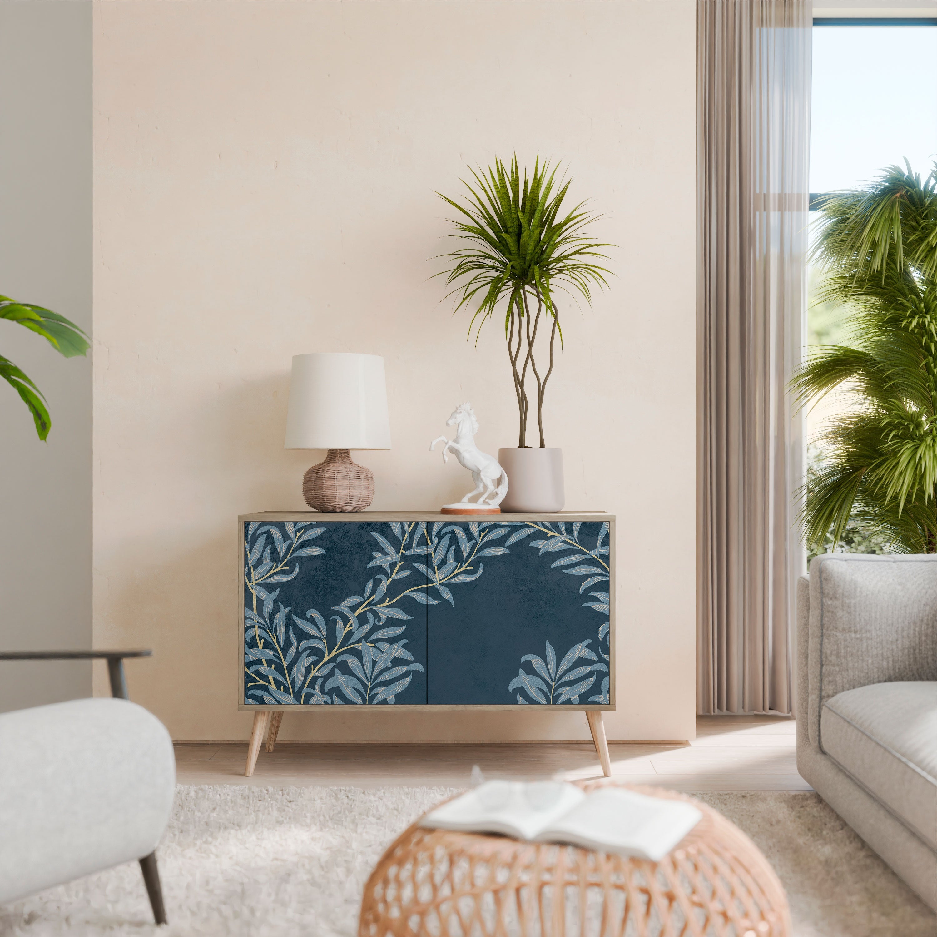 BLUE LEAVES Sideboard mit 2 Türen in Eichenoptik
