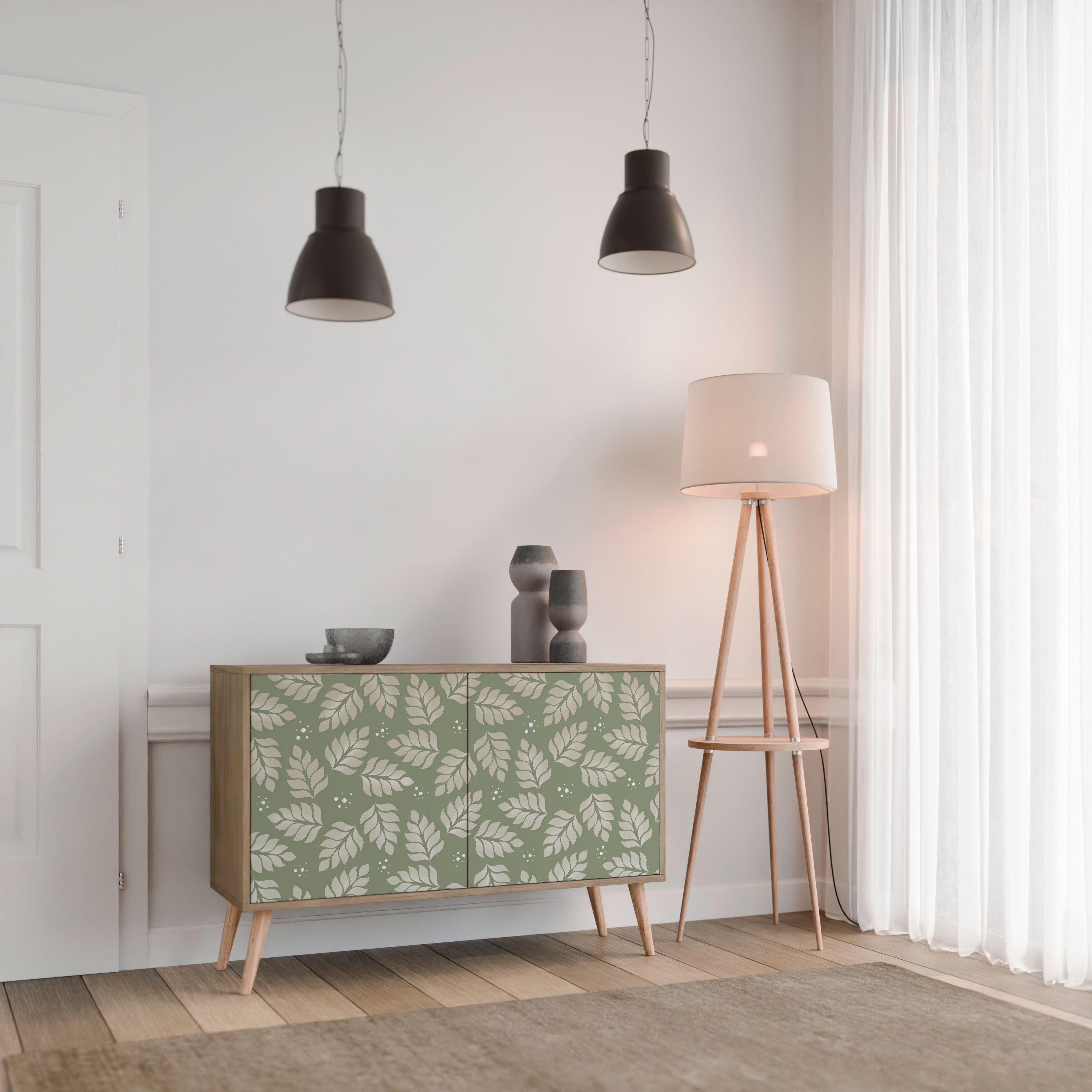 LEAVES ON GREEN Sideboard mit 2 Türen in Eichenoptik