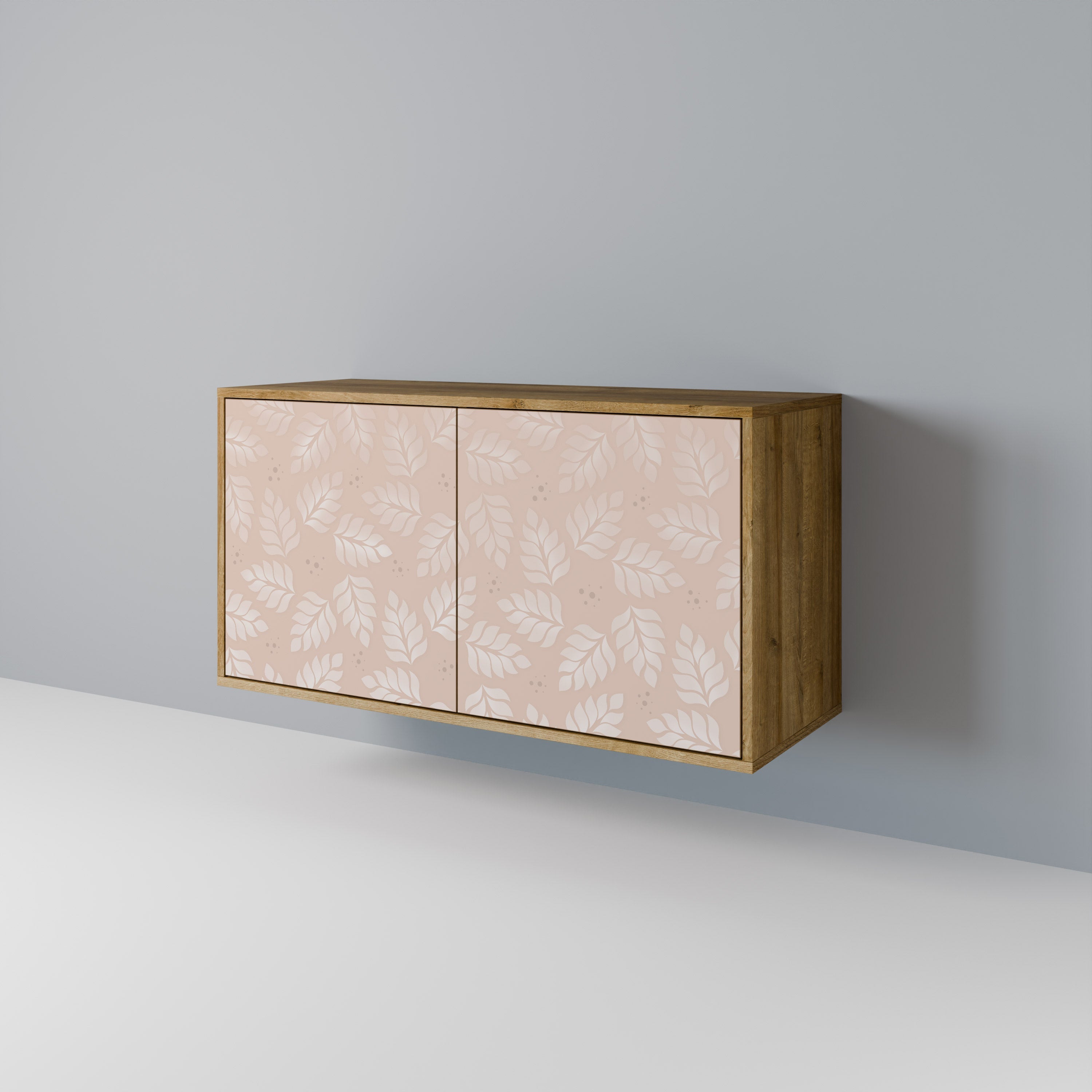 LEAVES ON BEIGE Sideboard mit 2 Türen in Eichenoptik