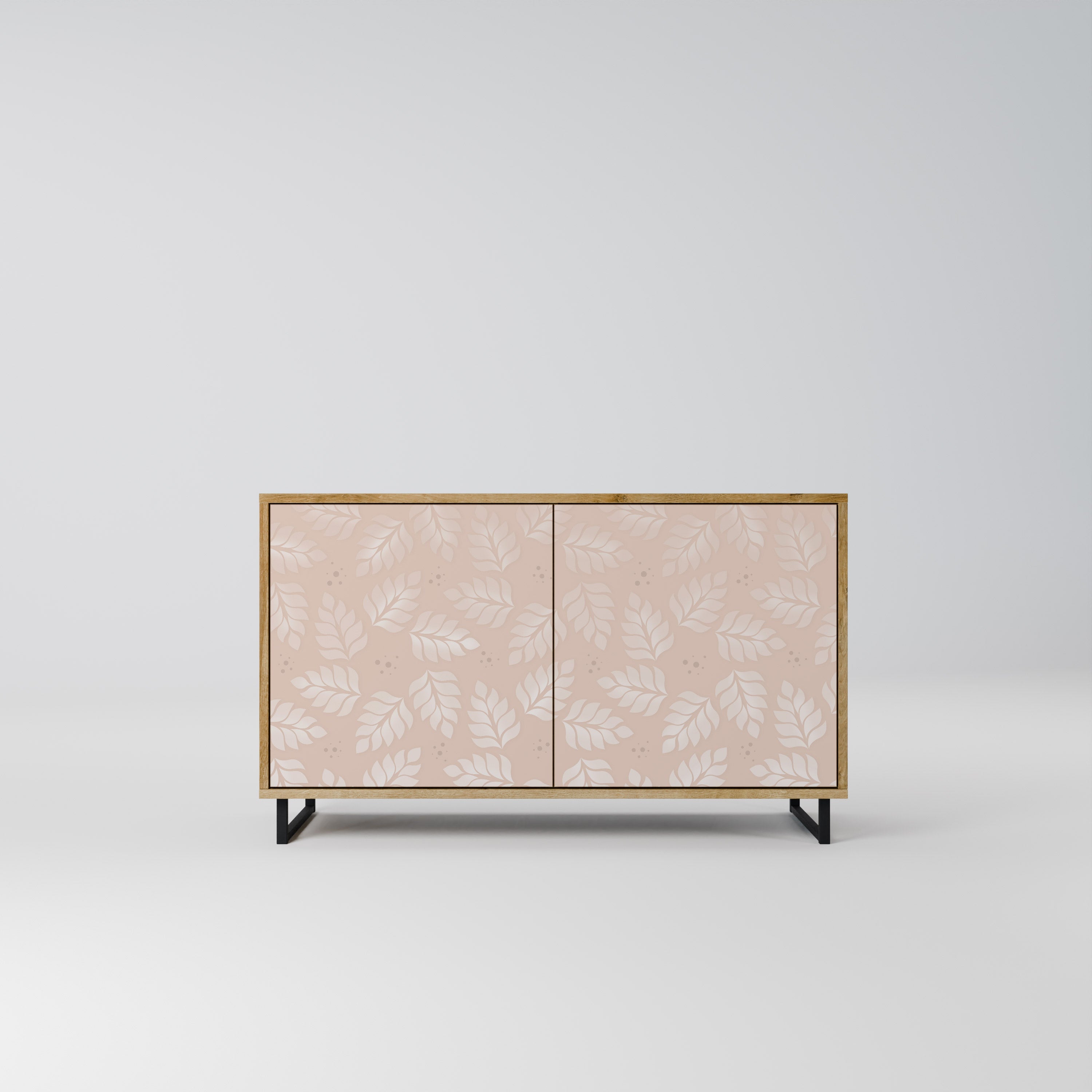 LEAVES ON BEIGE Sideboard mit 2 Türen in Eichenoptik