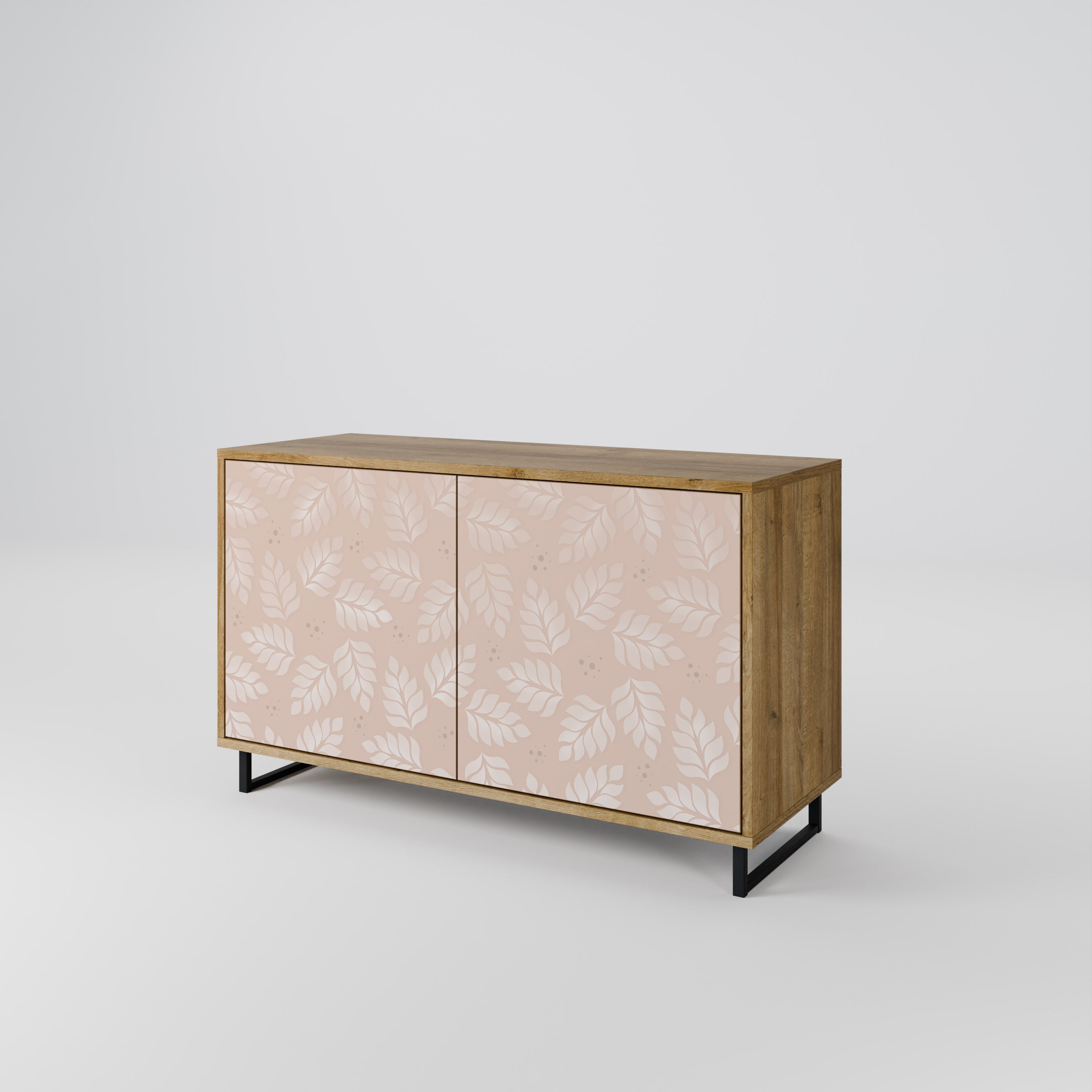 LEAVES ON BEIGE Sideboard mit 2 Türen in Eichenoptik