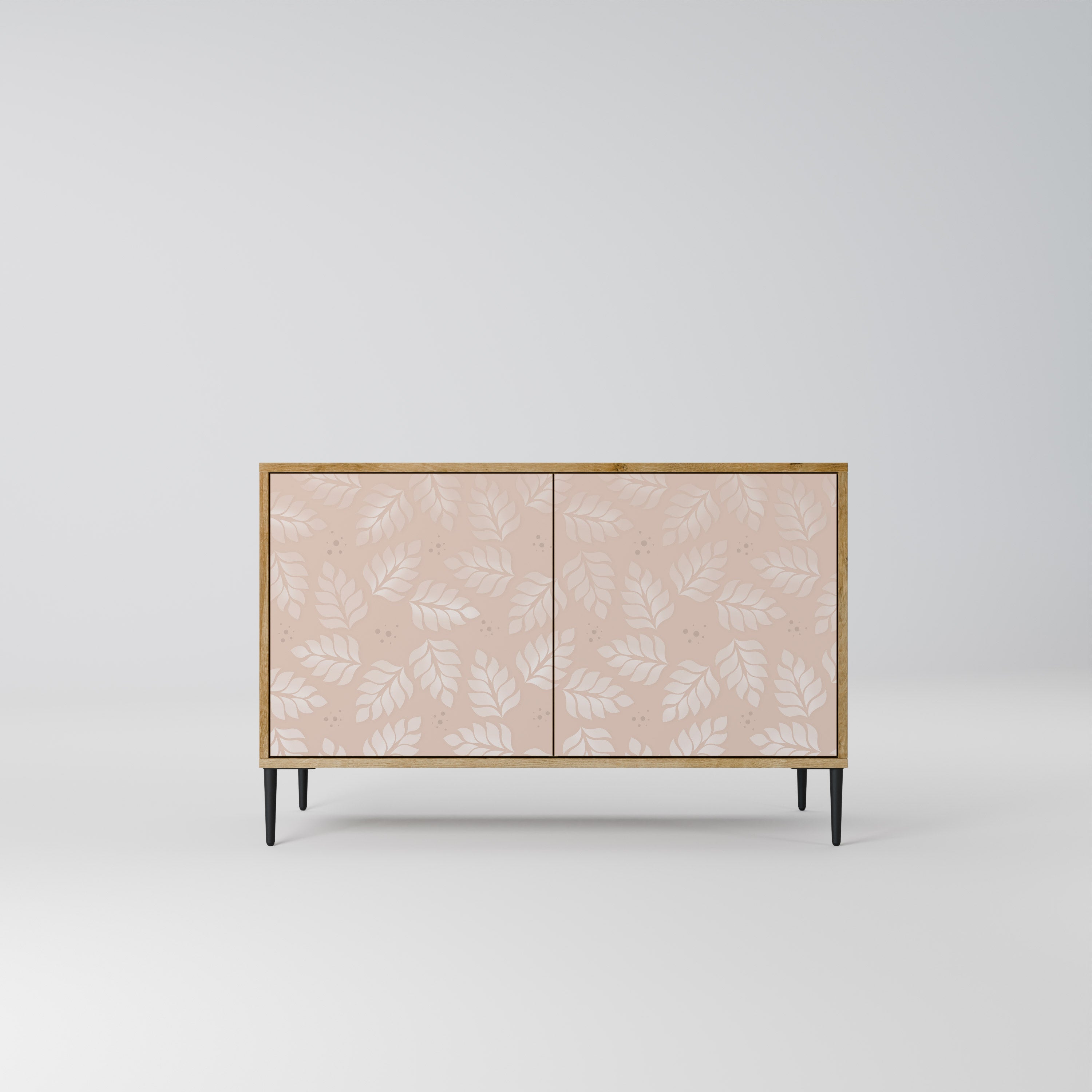 LEAVES ON BEIGE Sideboard mit 2 Türen in Eichenoptik