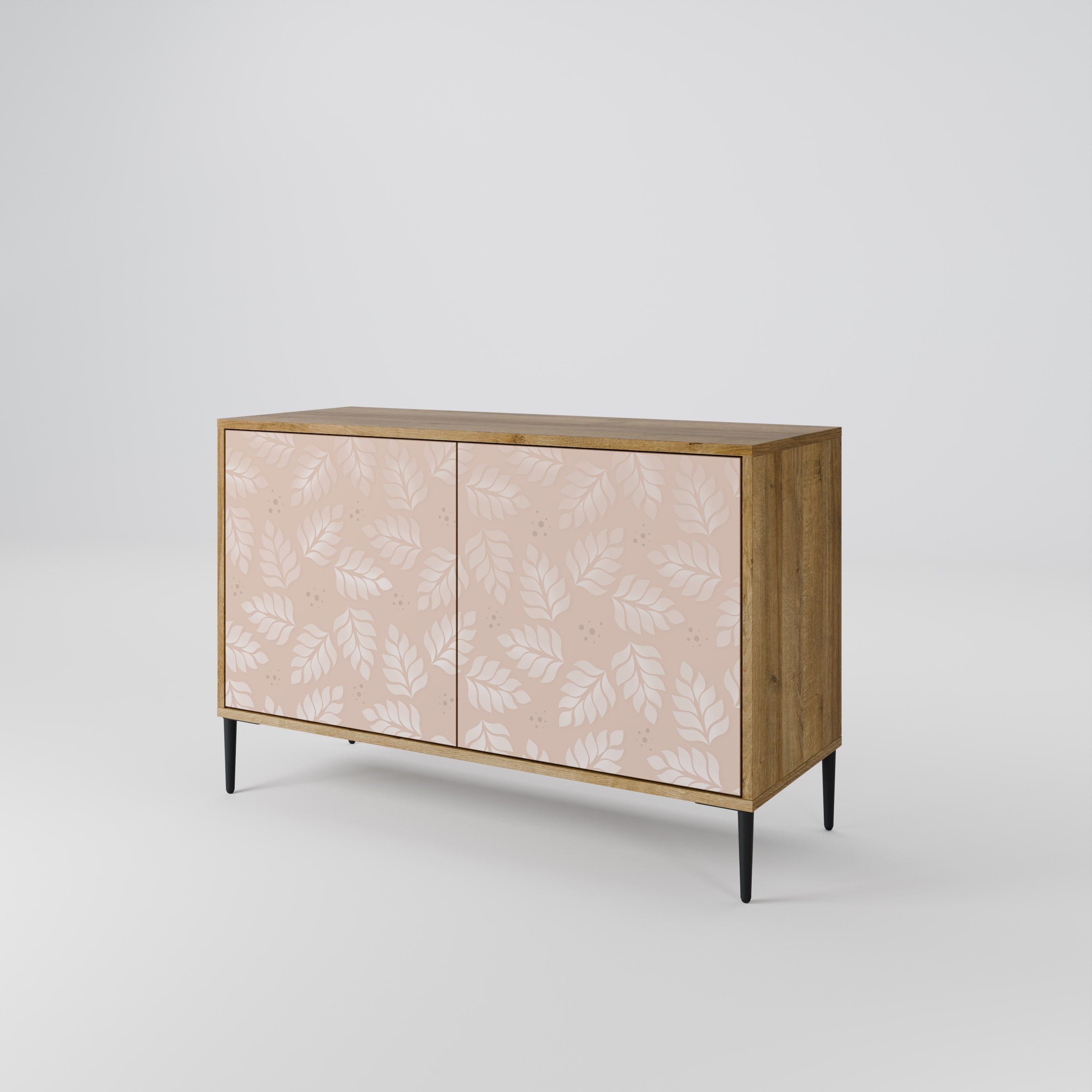 LEAVES ON BEIGE Sideboard mit 2 Türen in Eichenoptik