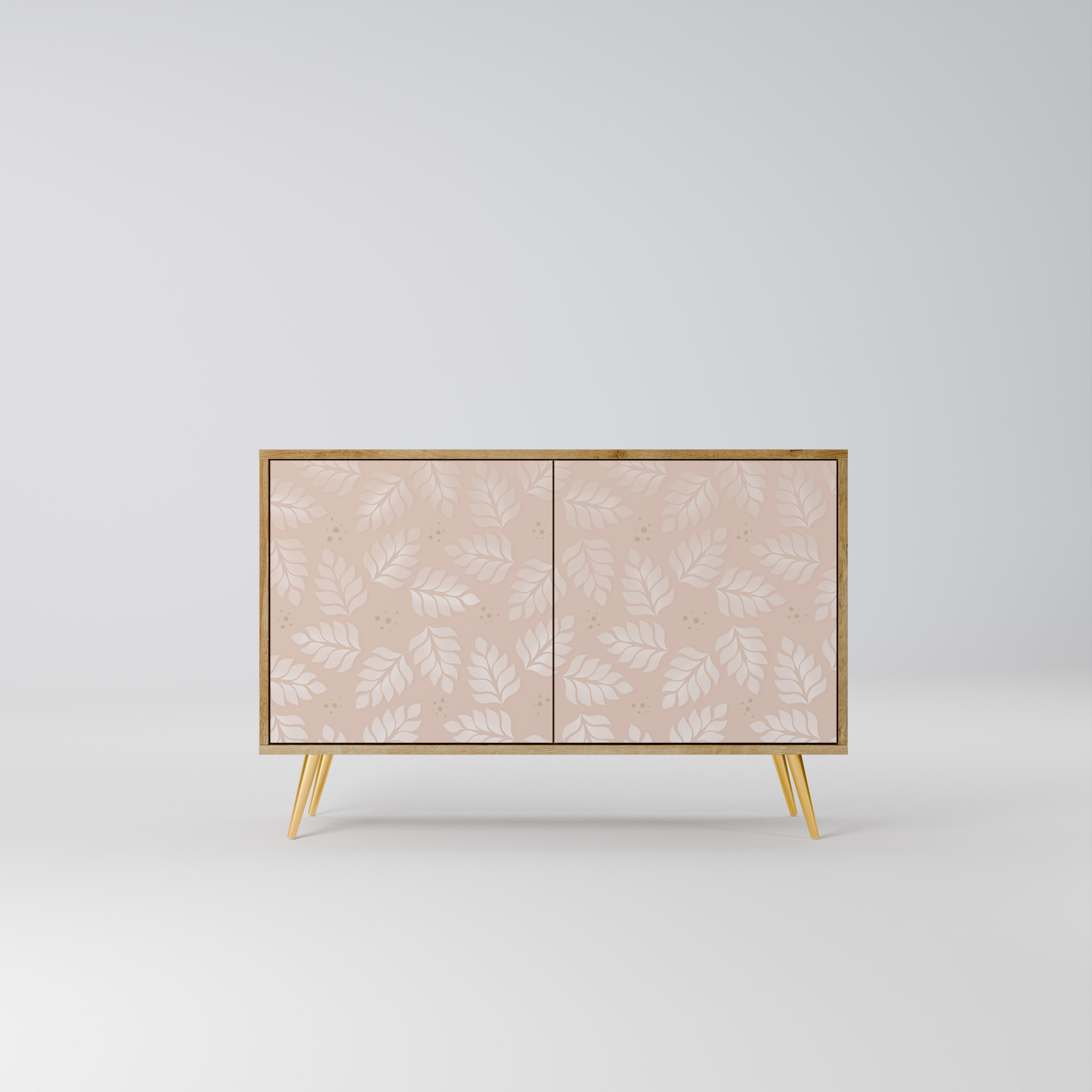 LEAVES ON BEIGE Sideboard mit 2 Türen in Eichenoptik