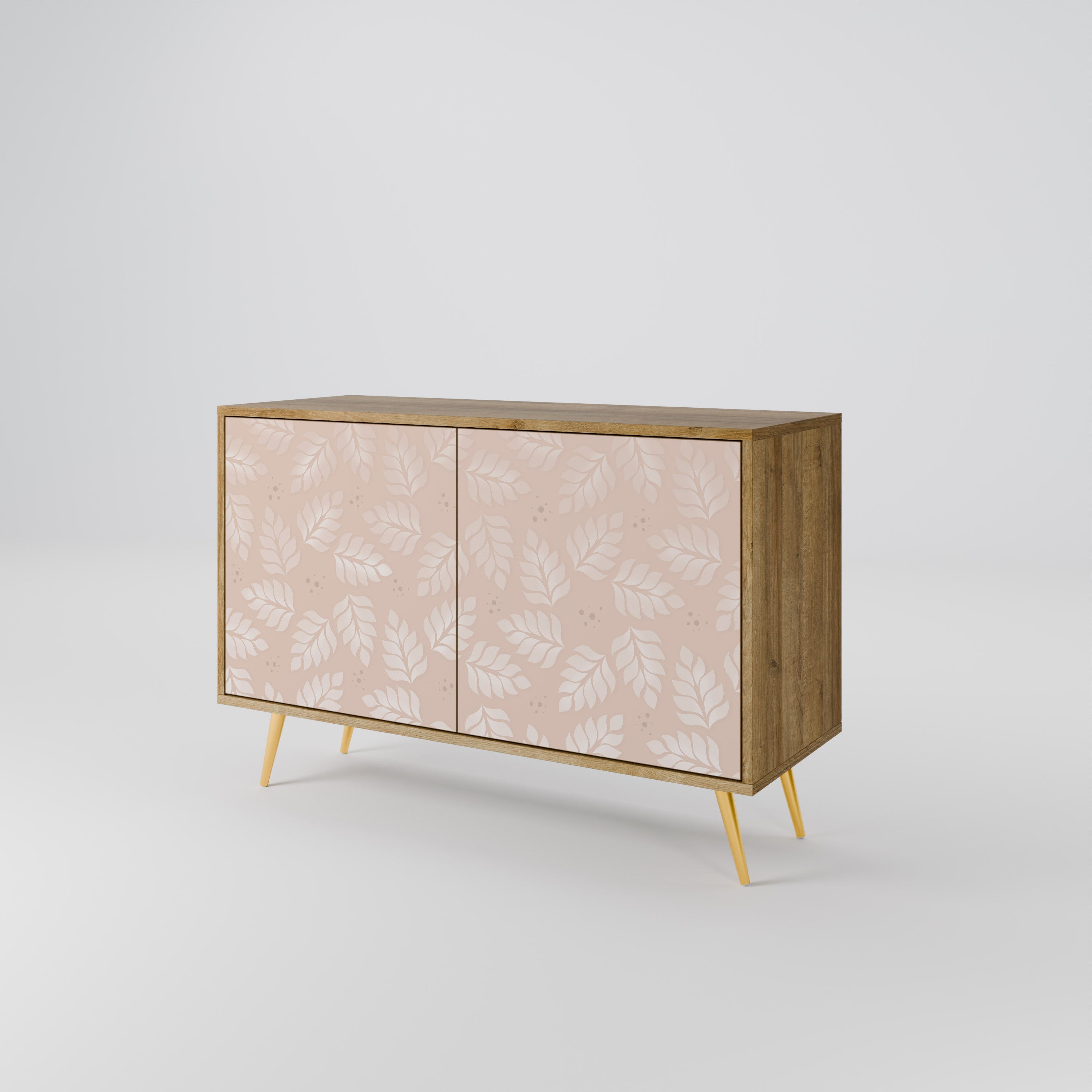 LEAVES ON BEIGE Sideboard mit 2 Türen in Eichenoptik