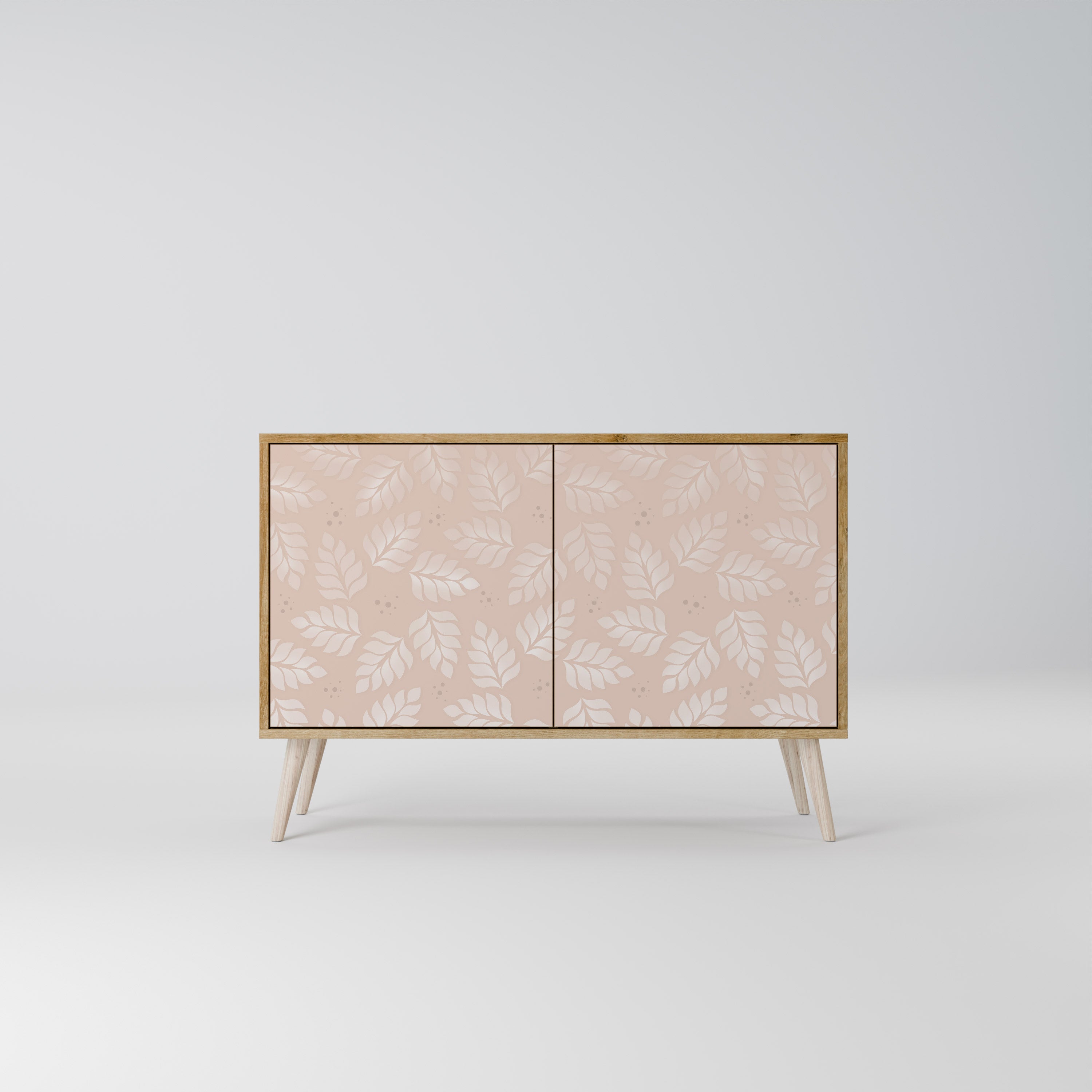 LEAVES ON BEIGE Sideboard mit 2 Türen in Eichenoptik