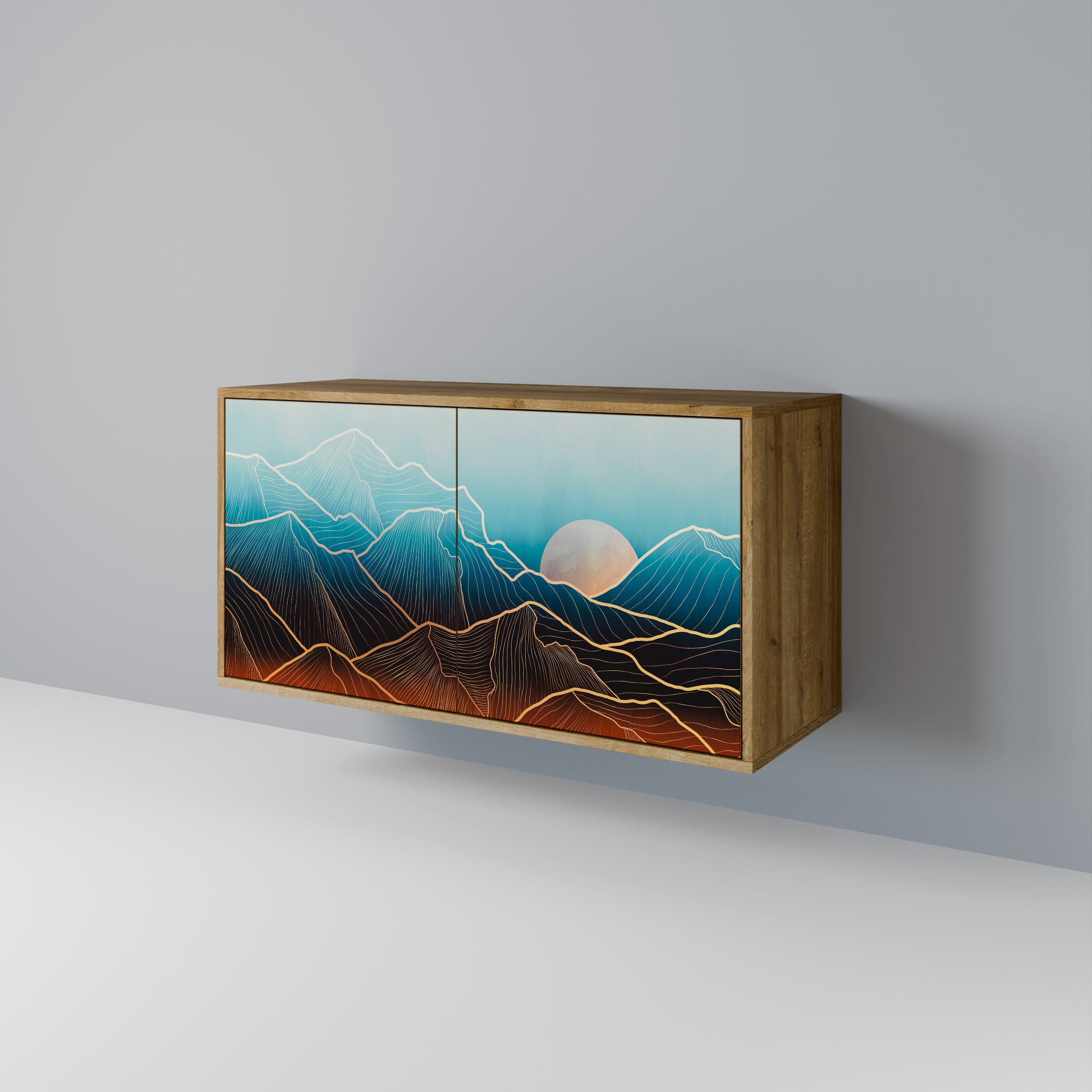 LUNAR SECRETS Sideboard mit 2 Türen in Eichenoptik