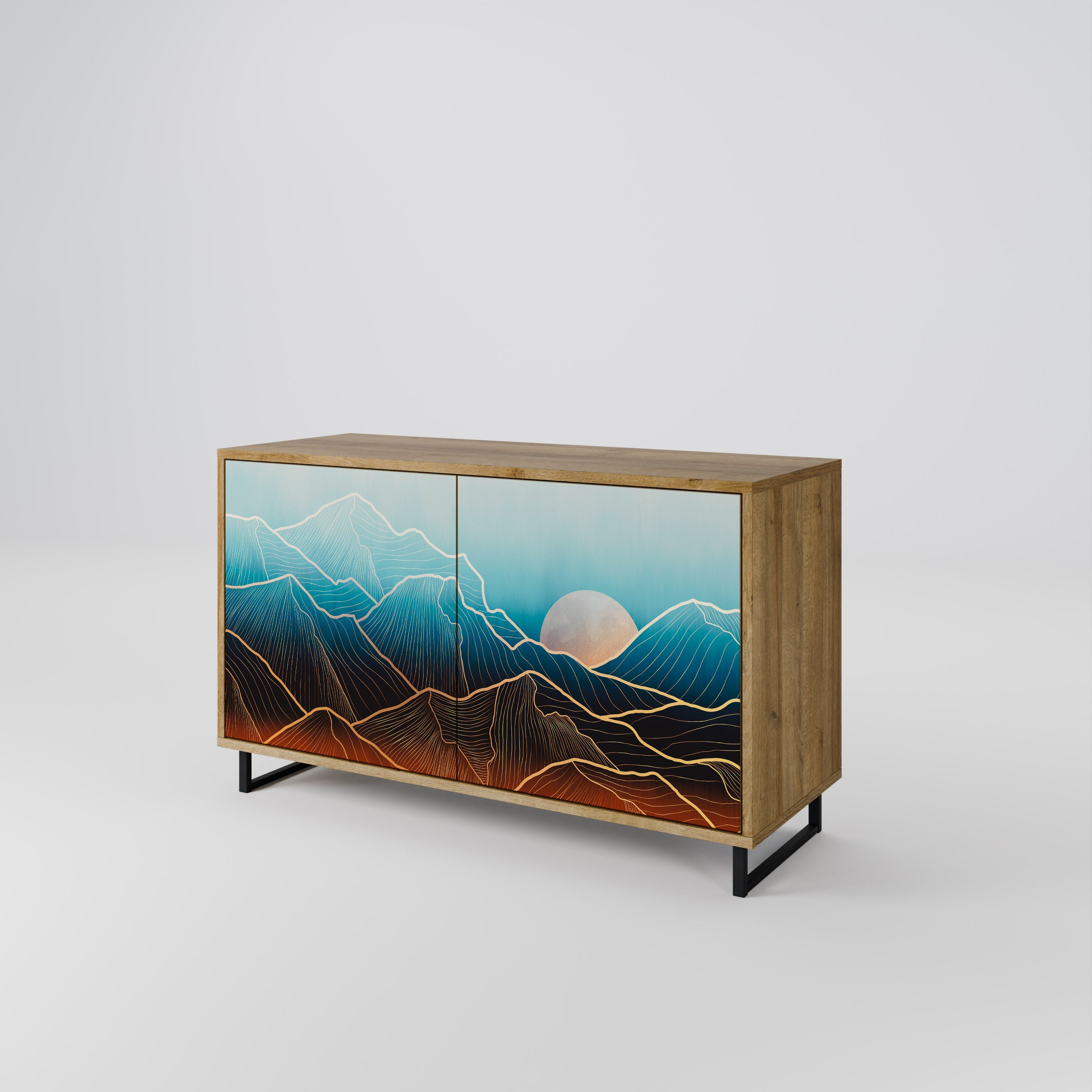 LUNAR SECRETS Sideboard mit 2 Türen in Eichenoptik