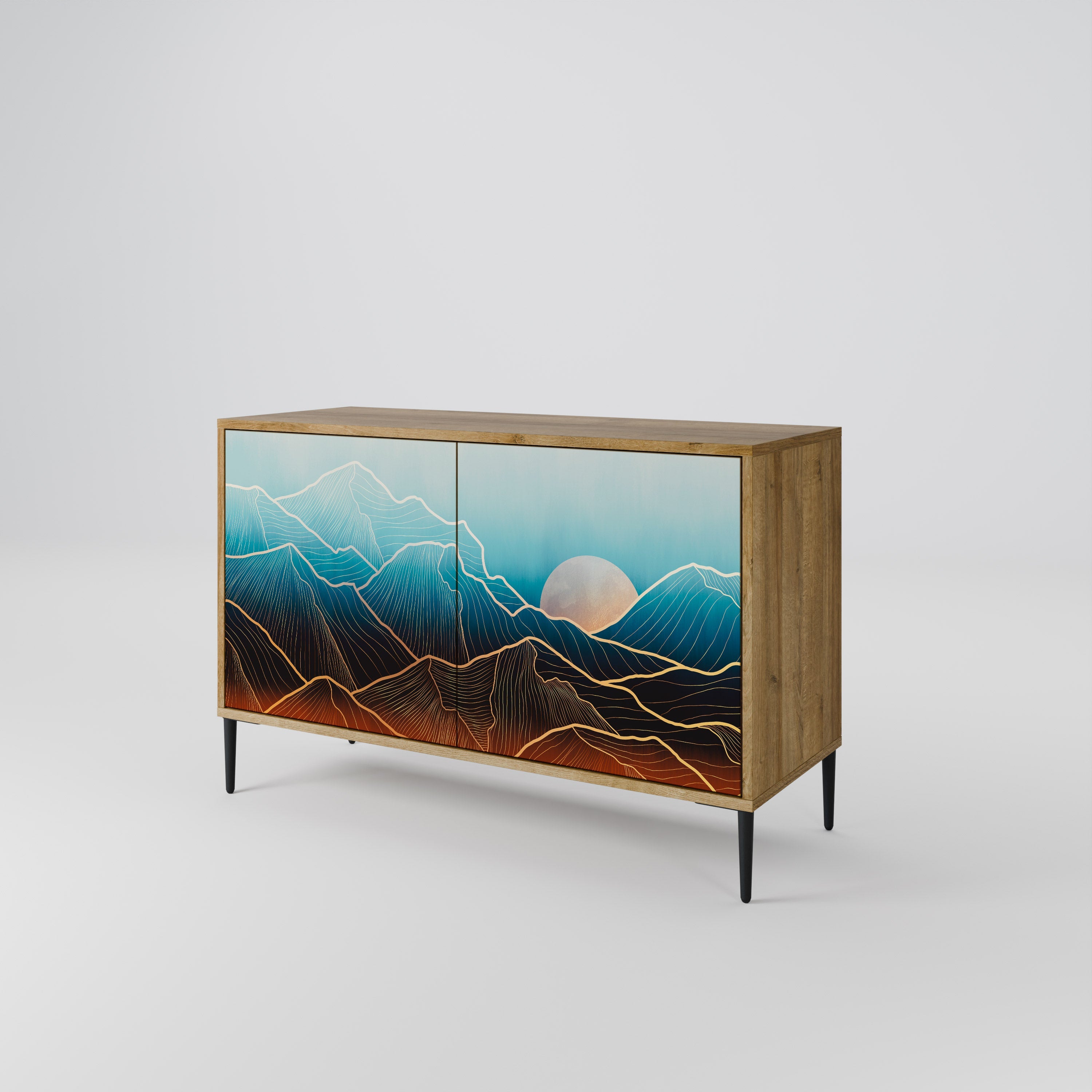LUNAR SECRETS Sideboard mit 2 Türen in Eichenoptik