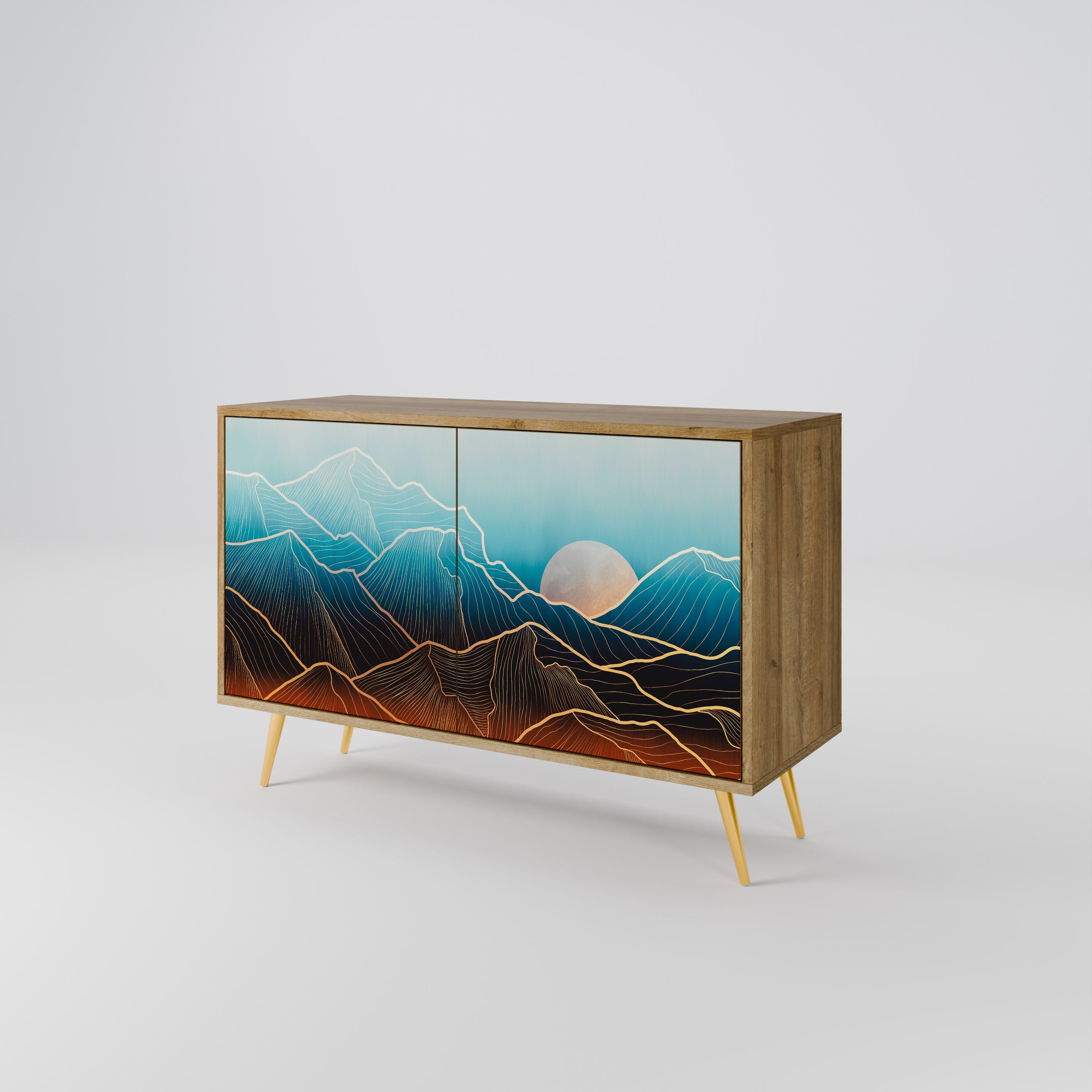 LUNAR SECRETS Sideboard mit 2 Türen in Eichenoptik