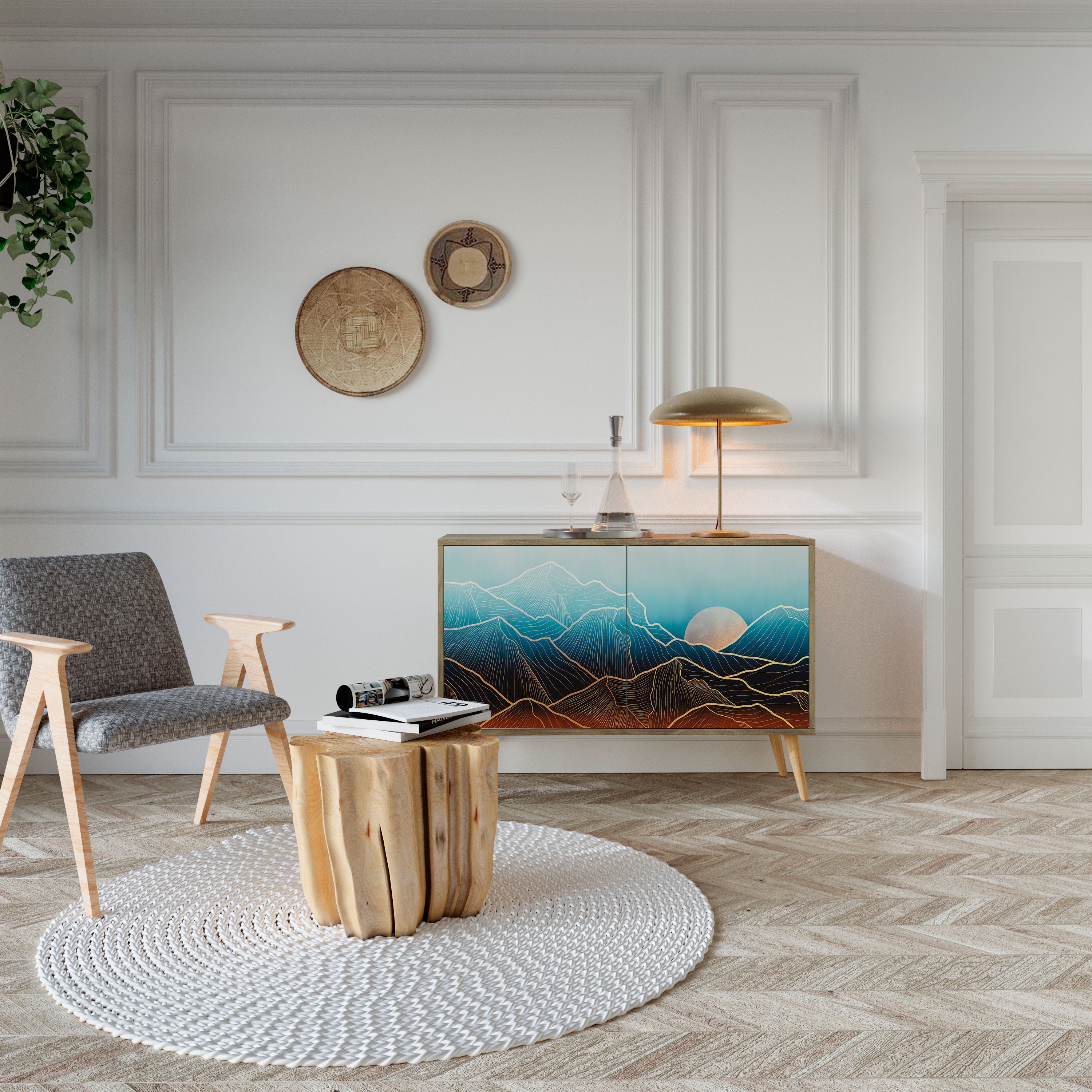 LUNAR SECRETS Sideboard mit 2 Türen in Eichenoptik