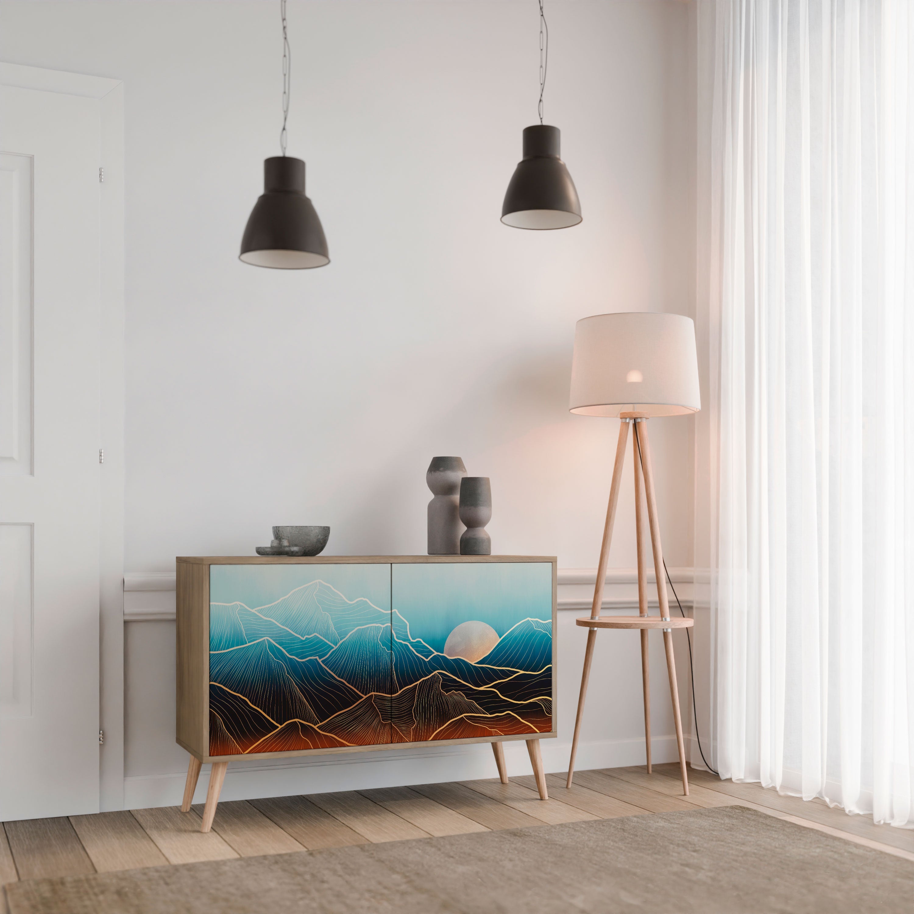 LUNAR SECRETS Sideboard mit 2 Türen in Eichenoptik