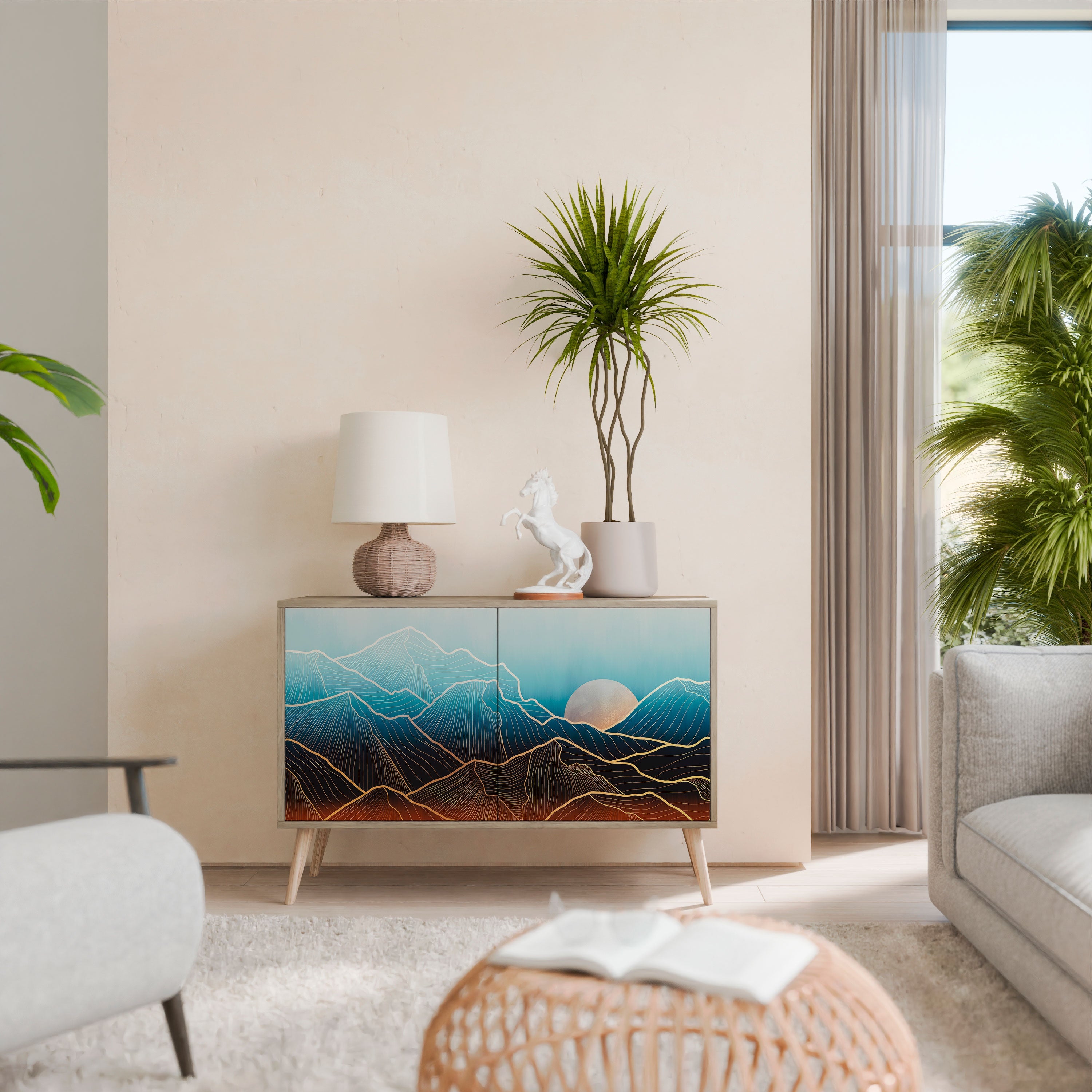 LUNAR SECRETS Sideboard mit 2 Türen in Eichenoptik