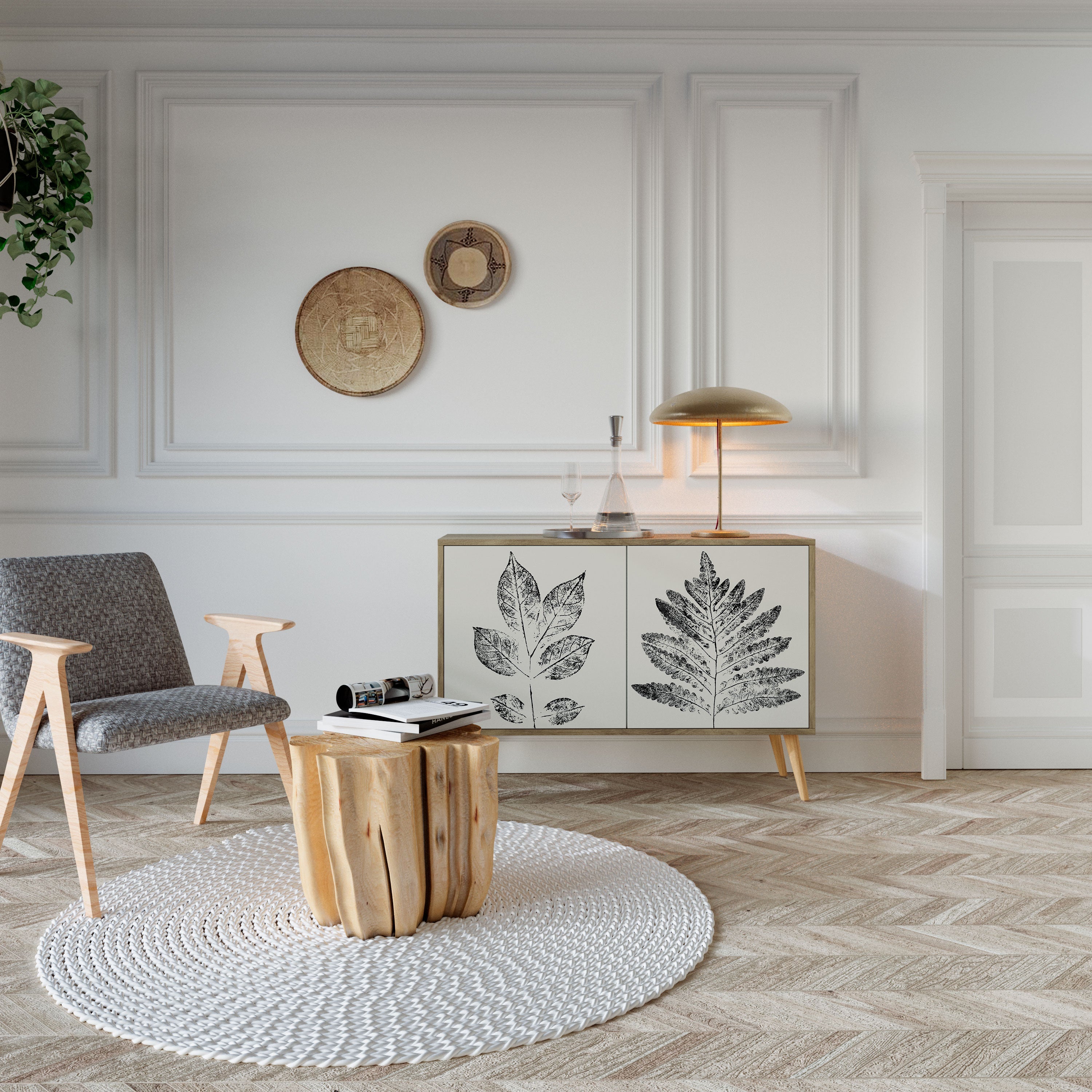 LEAFY STAMPS Sideboard mit 2 Türen in Eichenoptik