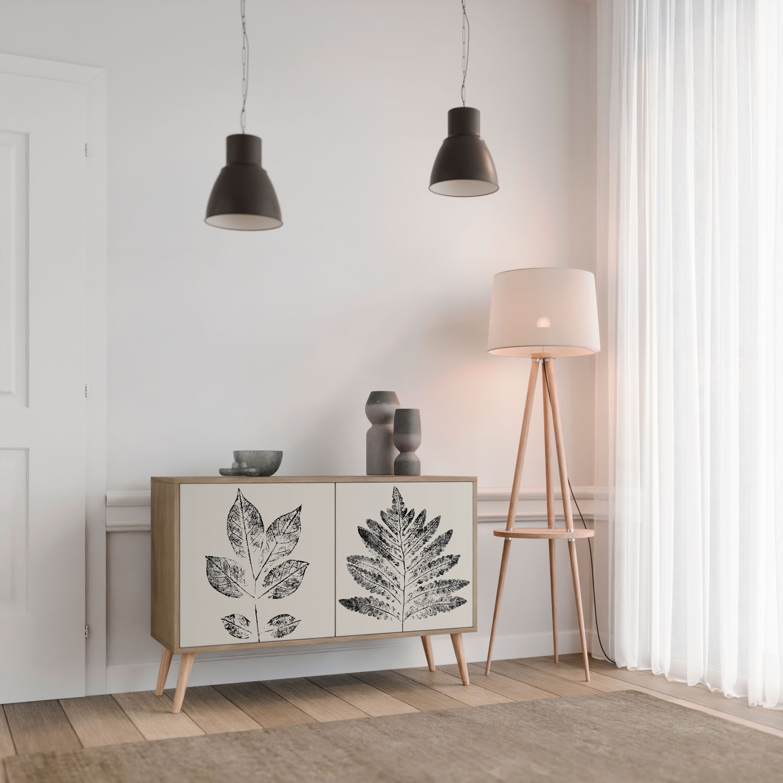 LEAFY STAMPS Sideboard mit 2 Türen in Eichenoptik