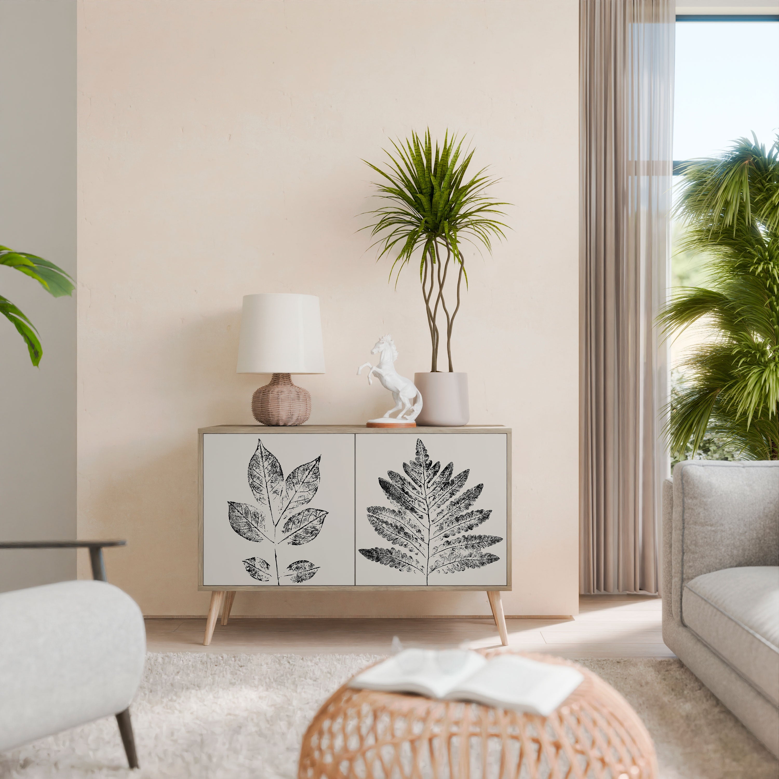 LEAFY STAMPS Sideboard mit 2 Türen in Eichenoptik
