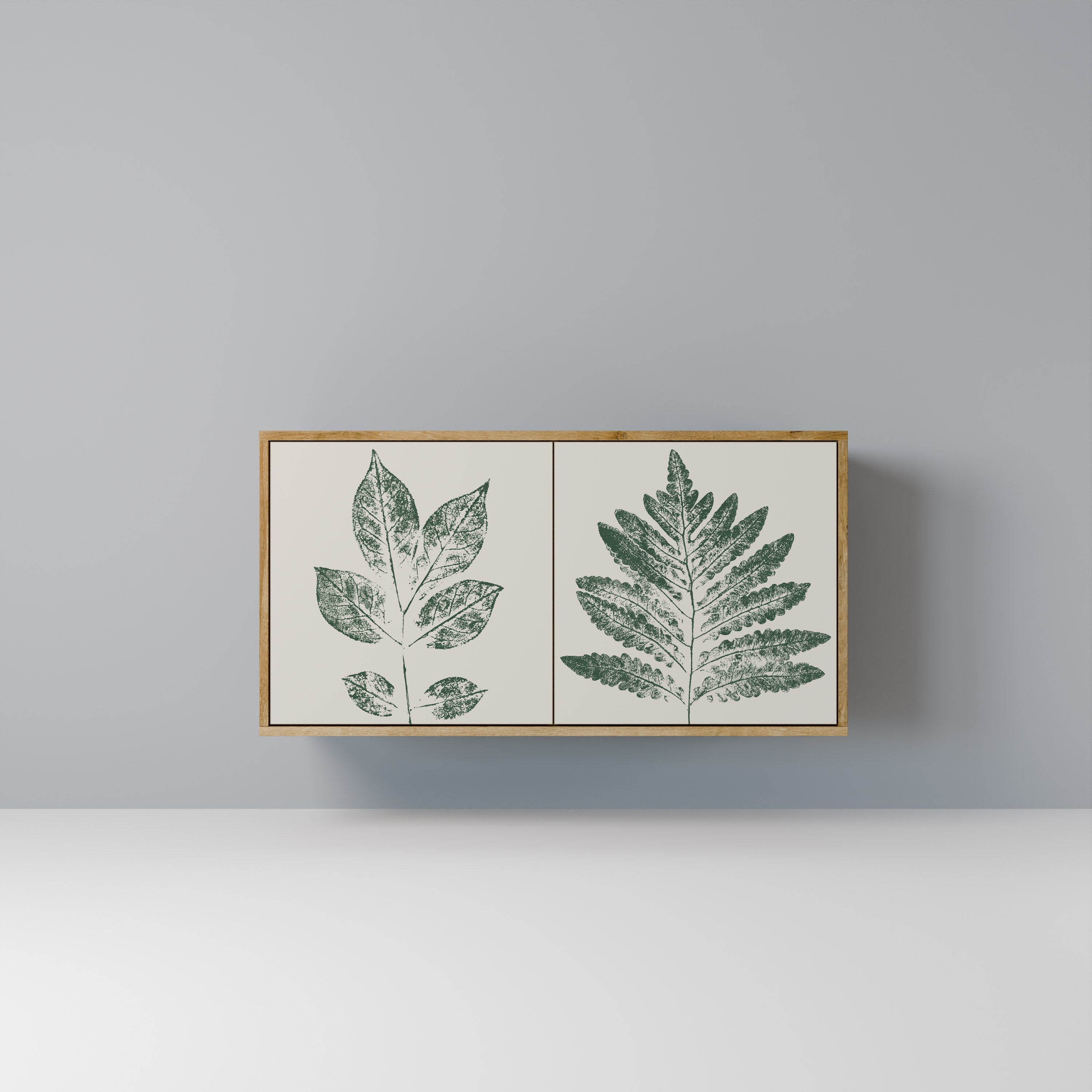GREEN LEAFY STAMPS Sideboard mit 2 Türen in Eichenoptik