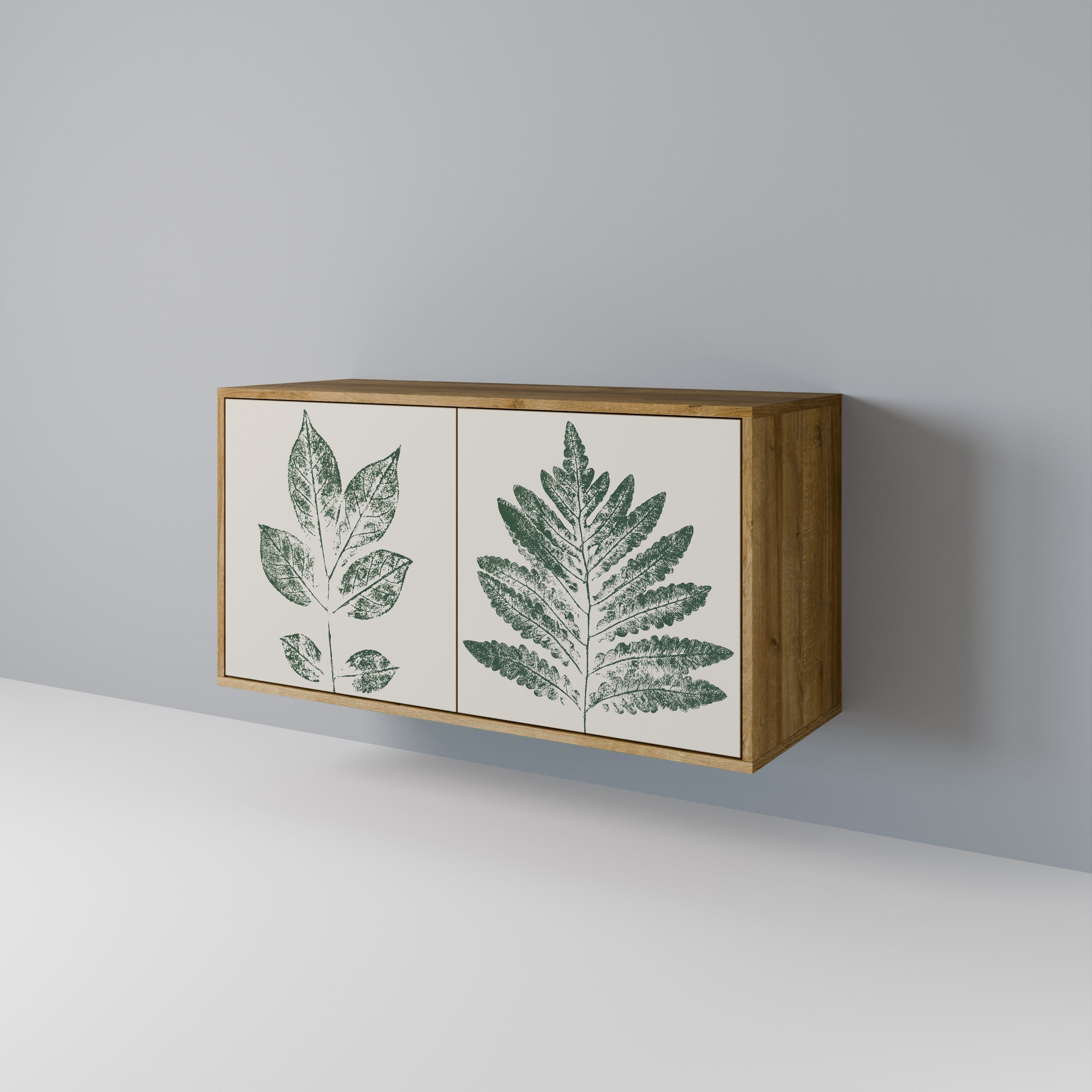 GREEN LEAFY STAMPS Sideboard mit 2 Türen in Eichenoptik