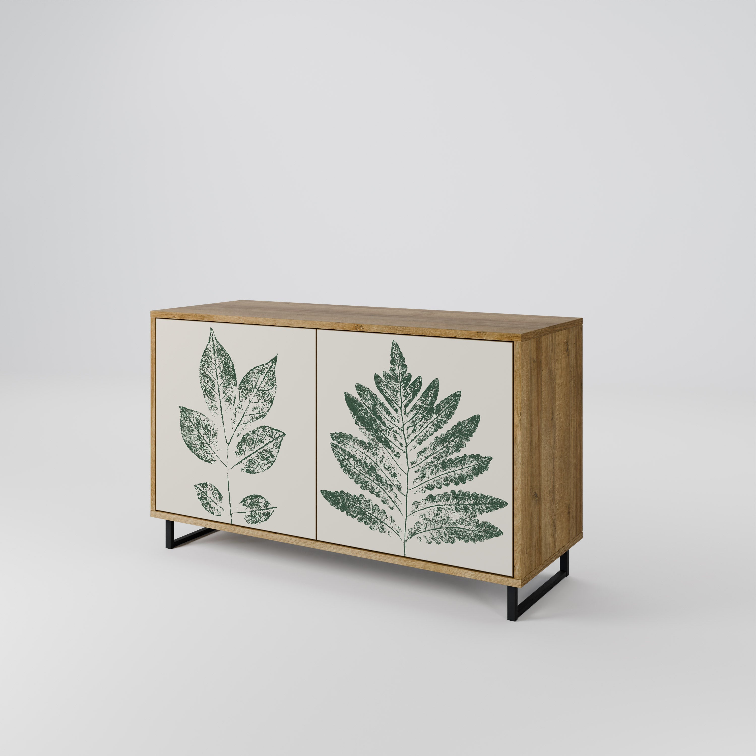 GREEN LEAFY STAMPS Sideboard mit 2 Türen in Eichenoptik