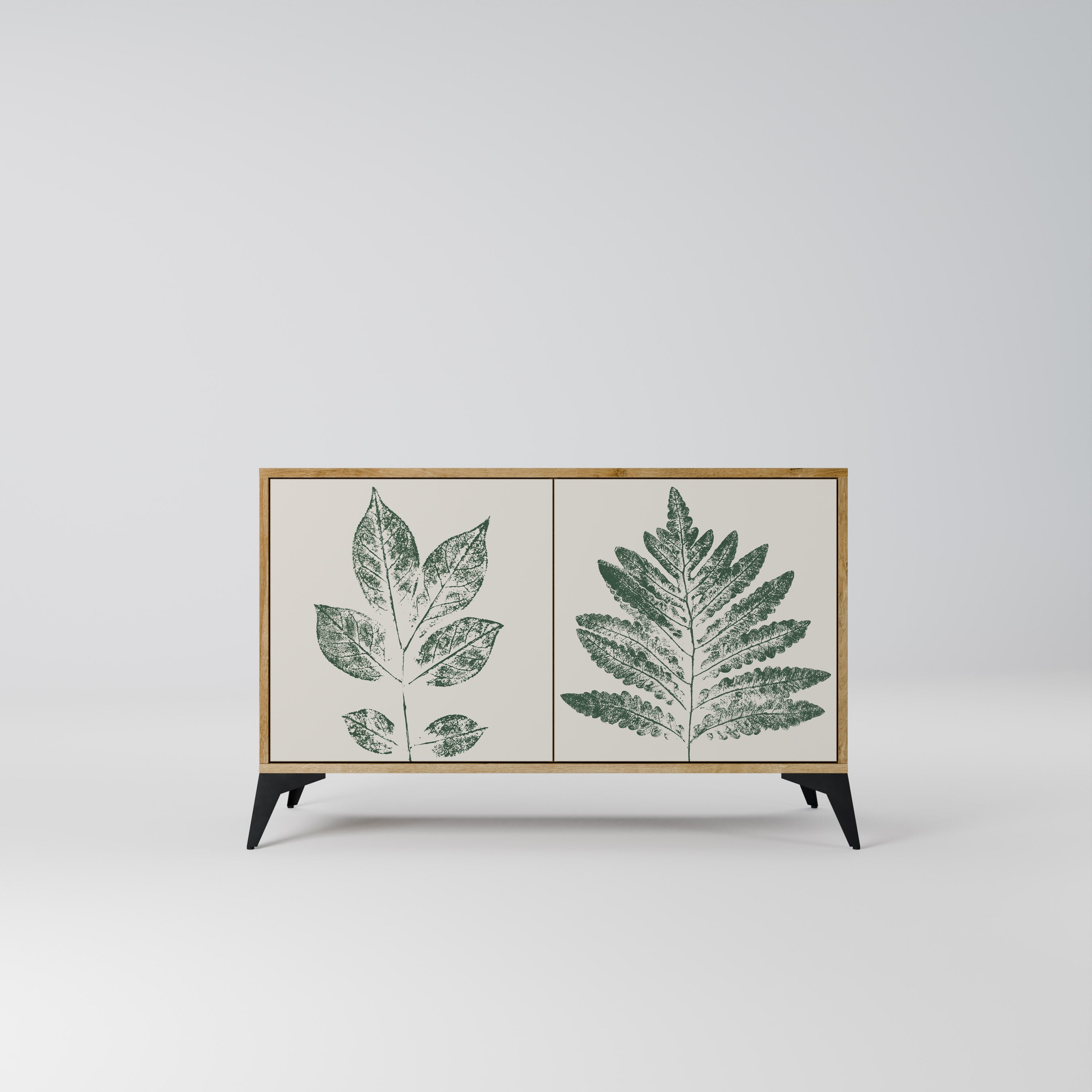 GREEN LEAFY STAMPS Sideboard mit 2 Türen in Eichenoptik