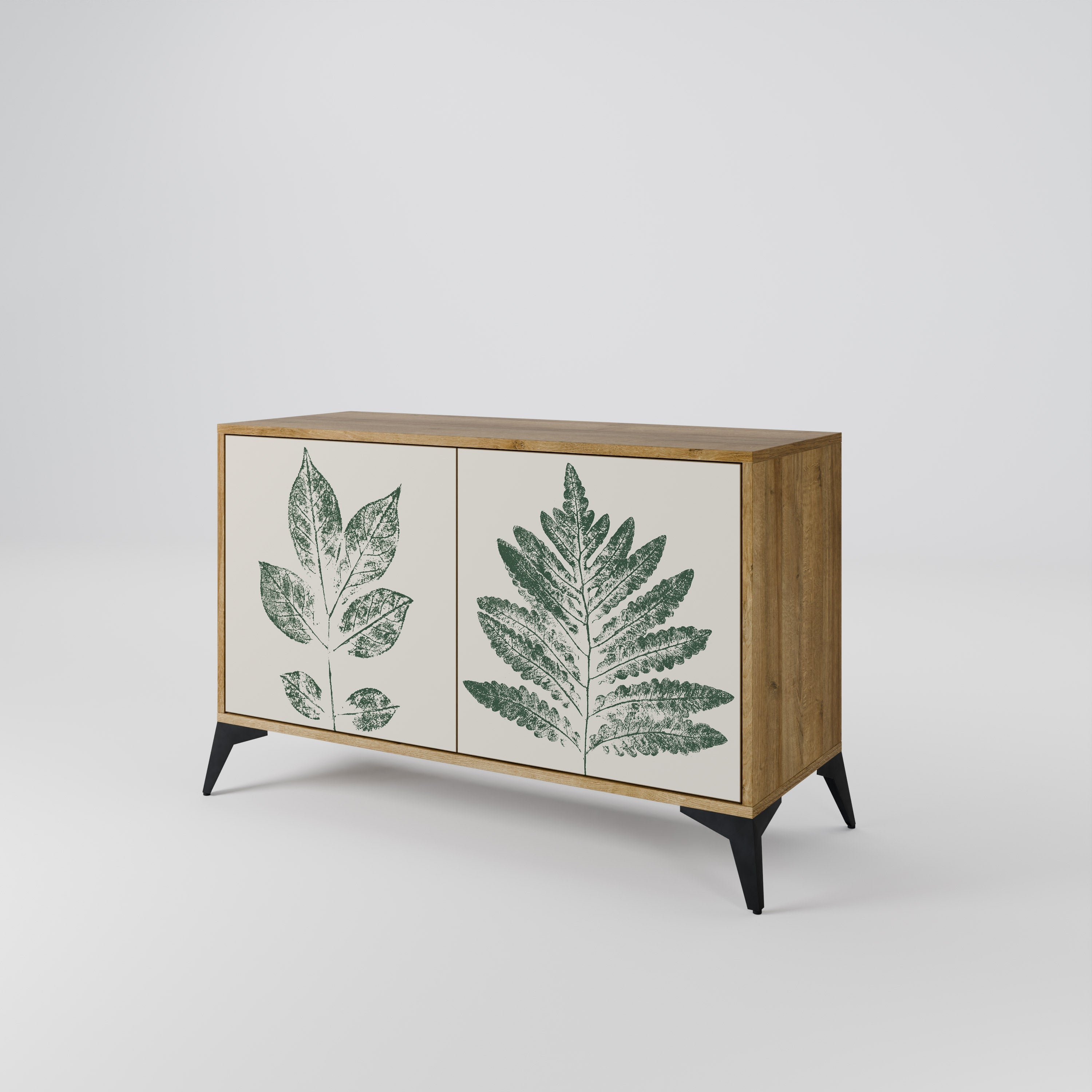 GREEN LEAFY STAMPS Sideboard mit 2 Türen in Eichenoptik