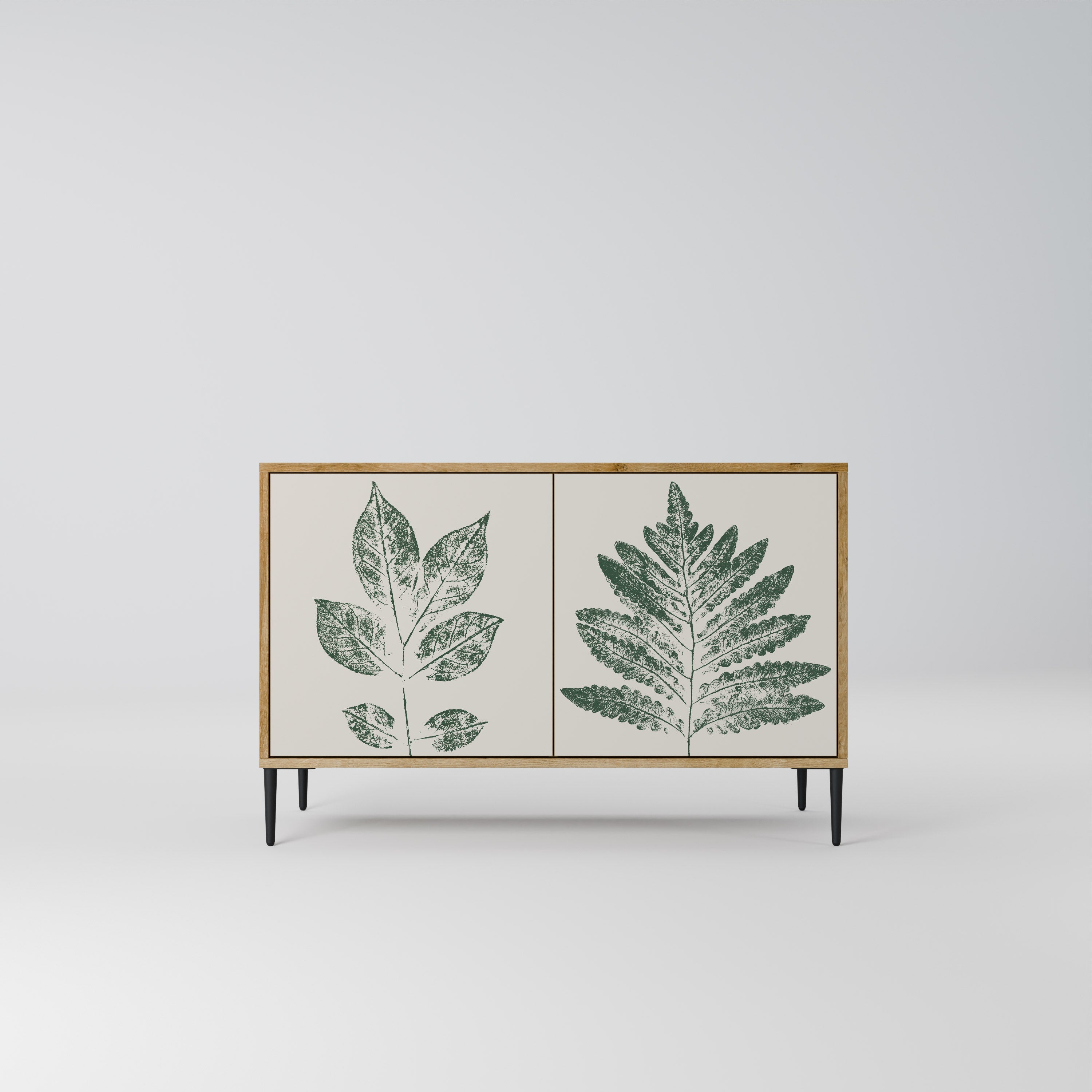 GREEN LEAFY STAMPS Sideboard mit 2 Türen in Eichenoptik