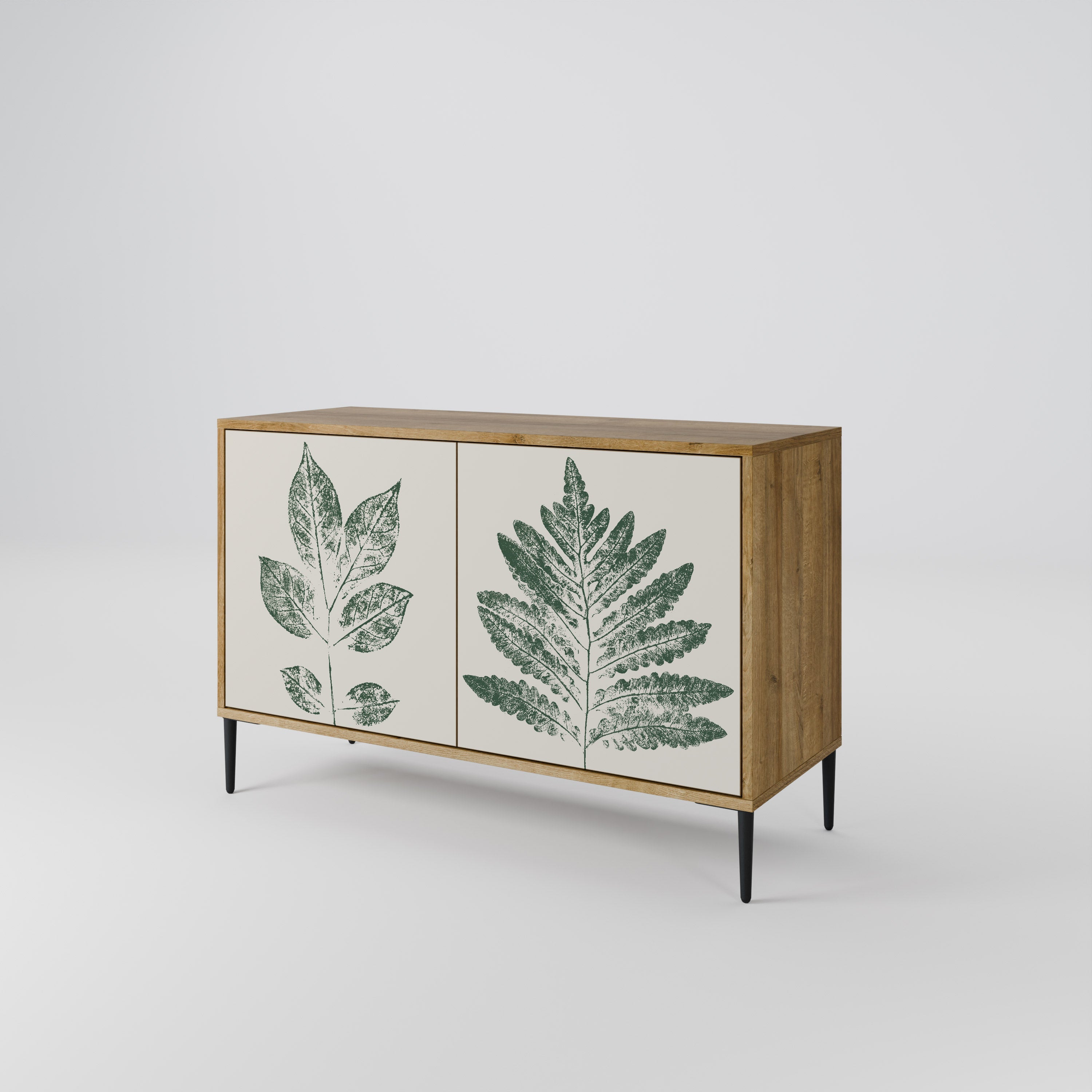 GREEN LEAFY STAMPS Sideboard mit 2 Türen in Eichenoptik