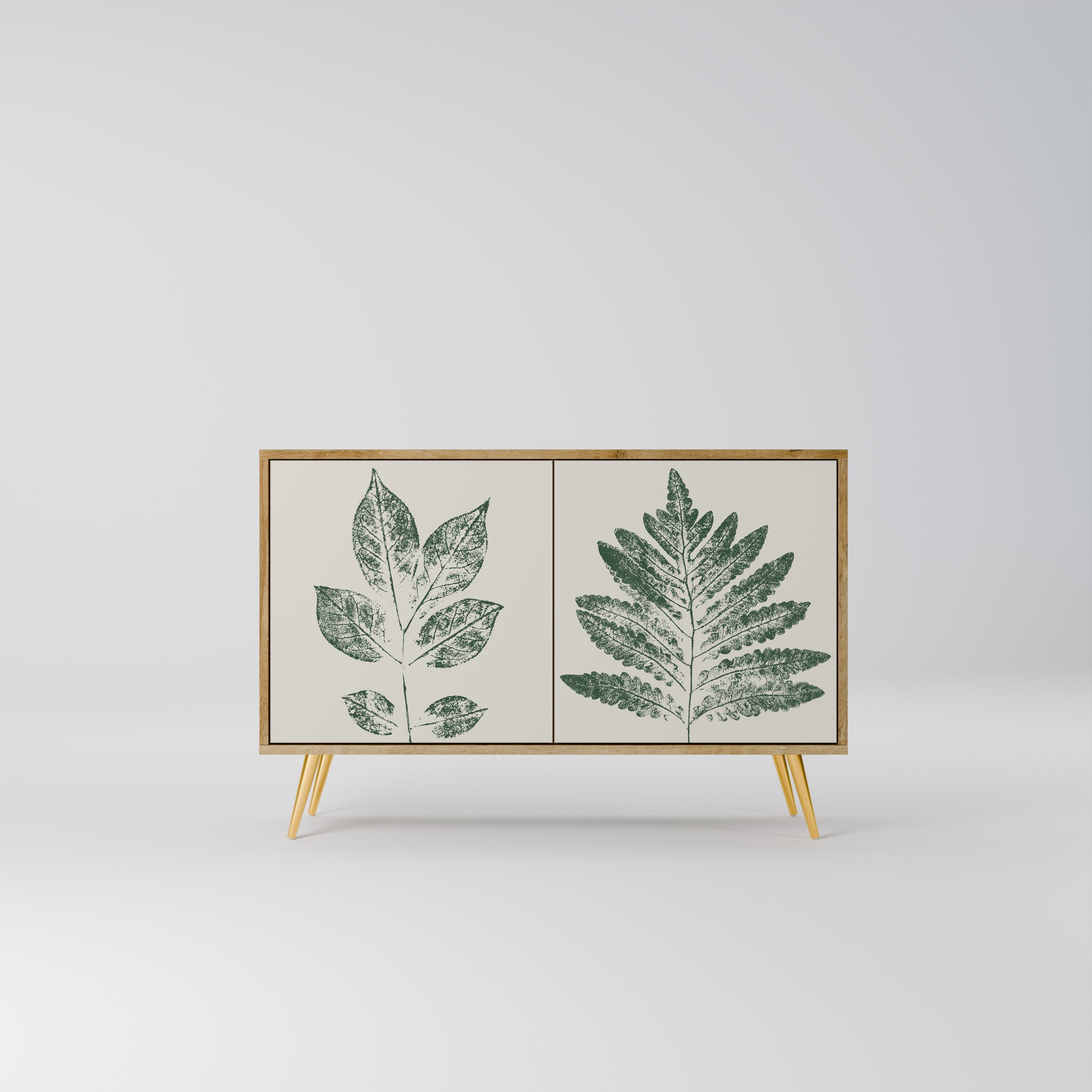 GREEN LEAFY STAMPS Sideboard mit 2 Türen in Eichenoptik