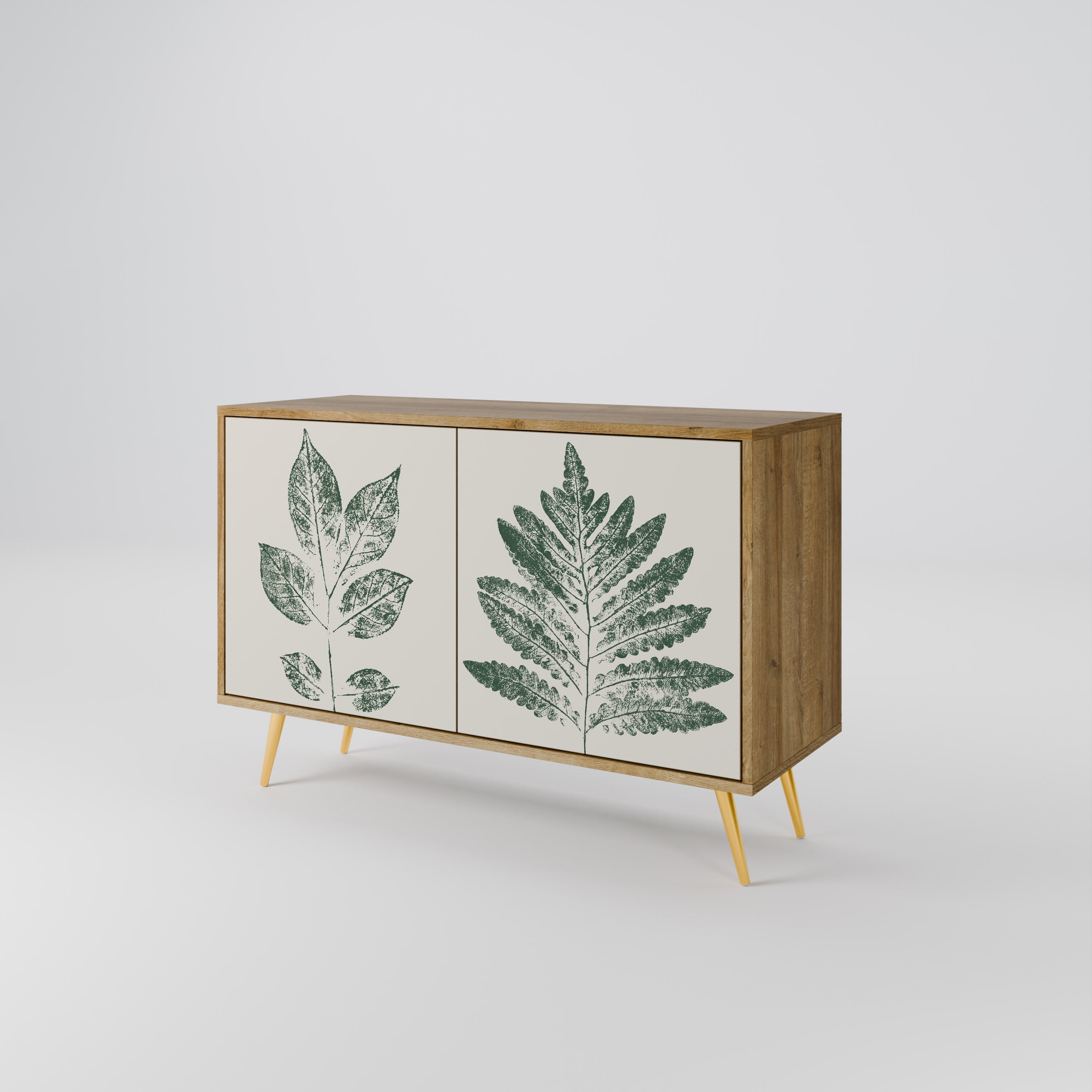 GREEN LEAFY STAMPS Sideboard mit 2 Türen in Eichenoptik