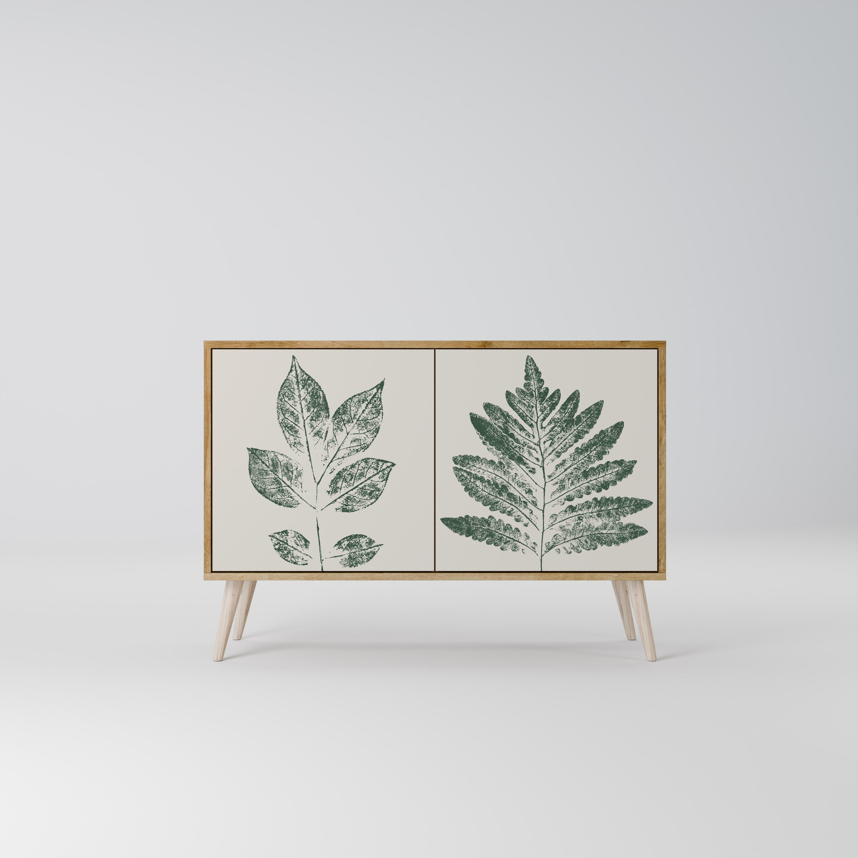 GREEN LEAFY STAMPS Sideboard mit 2 Türen in Eichenoptik