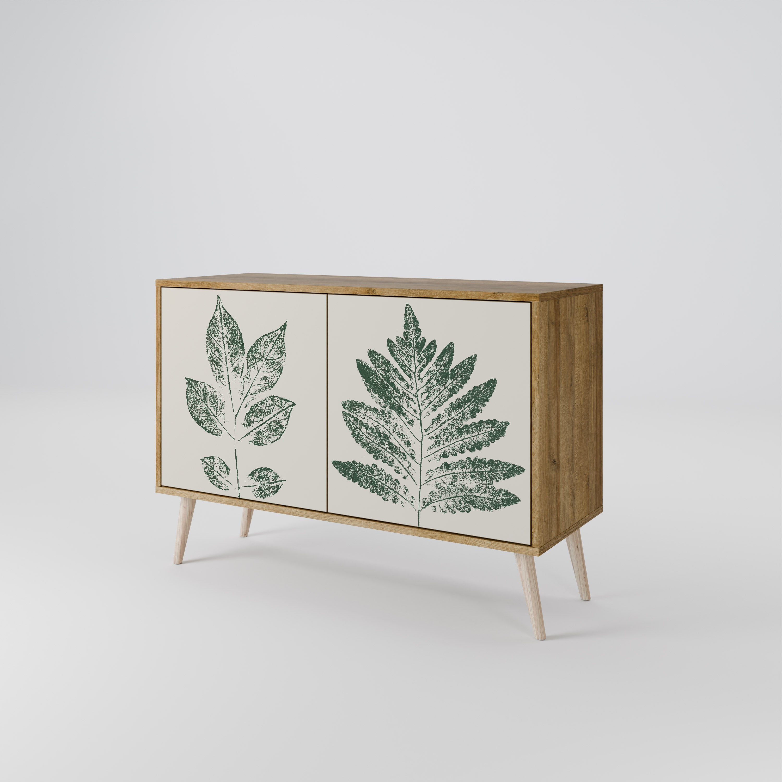 GREEN LEAFY STAMPS Sideboard mit 2 Türen in Eichenoptik
