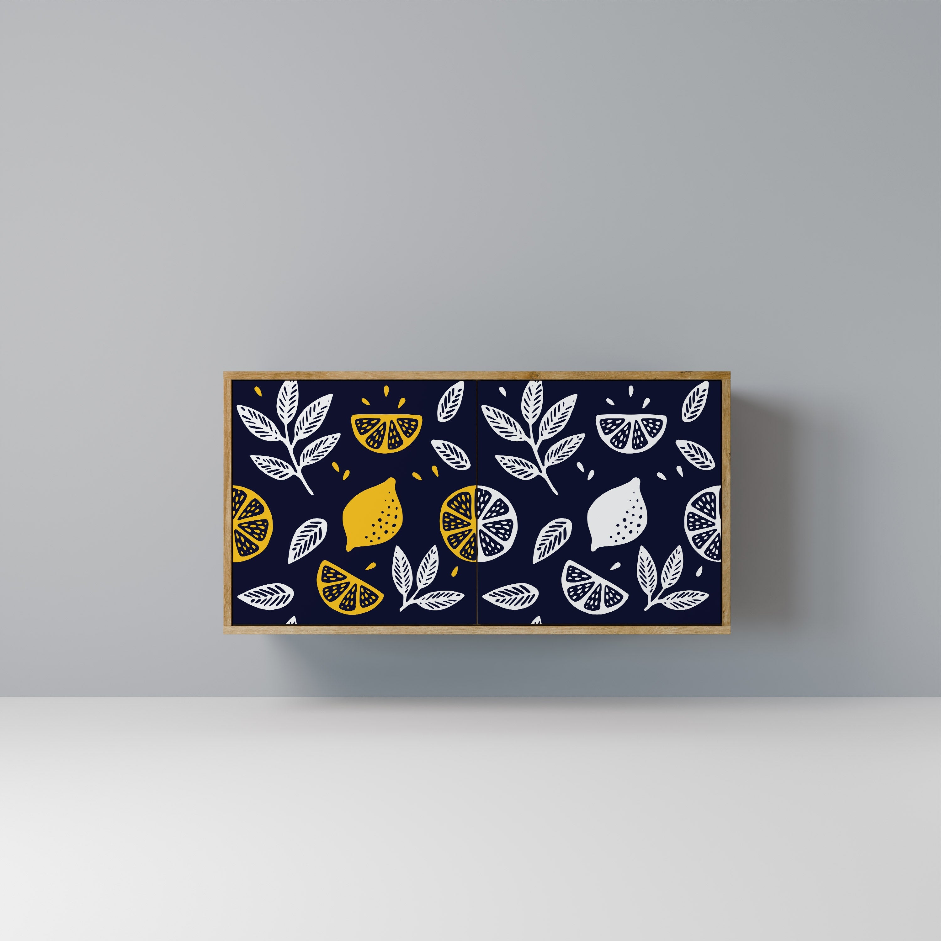 CITRUS SCHWARZ-WEISS Sideboard mit 2 Türen in Eichenoptik