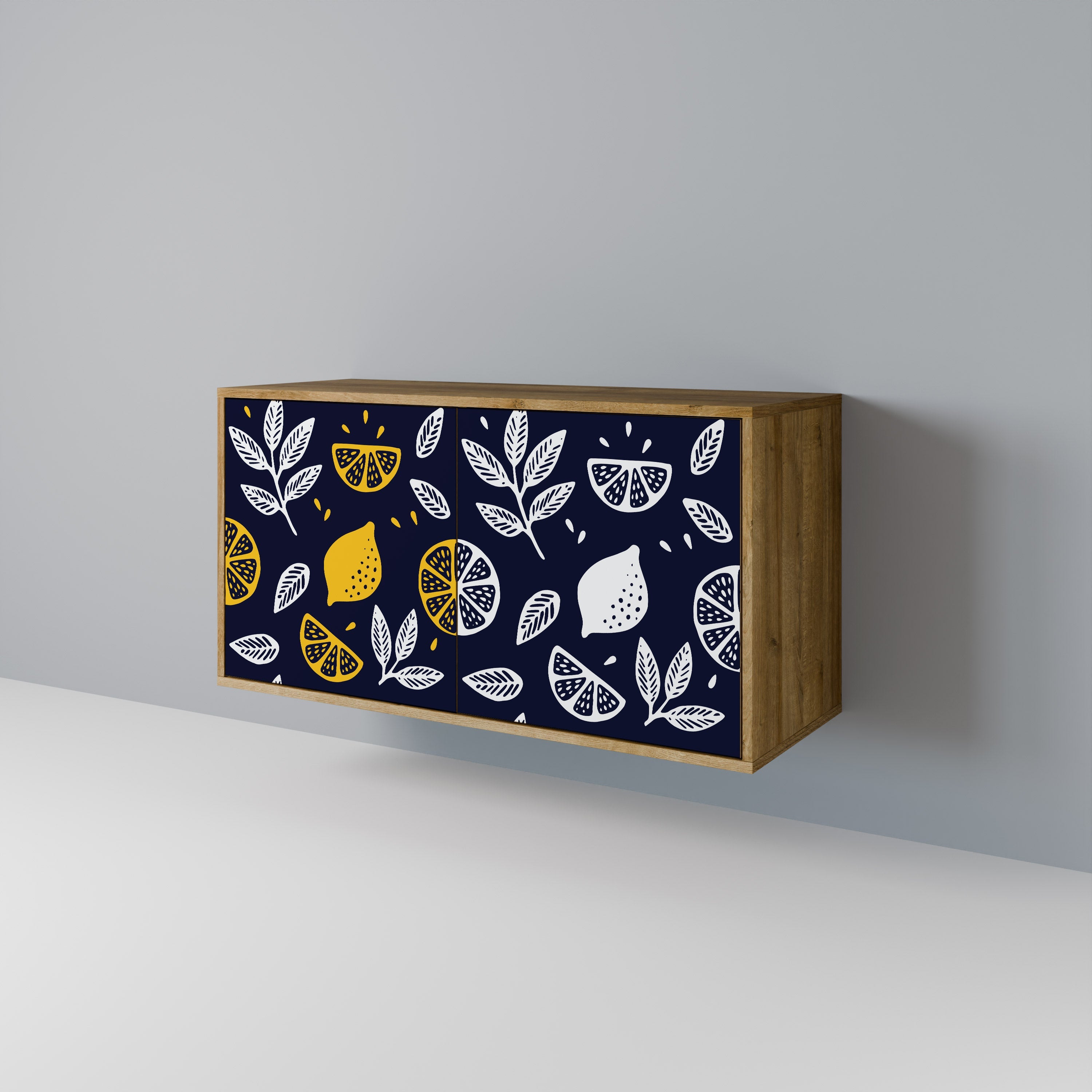 CITRUS SCHWARZ-WEISS Sideboard mit 2 Türen in Eichenoptik