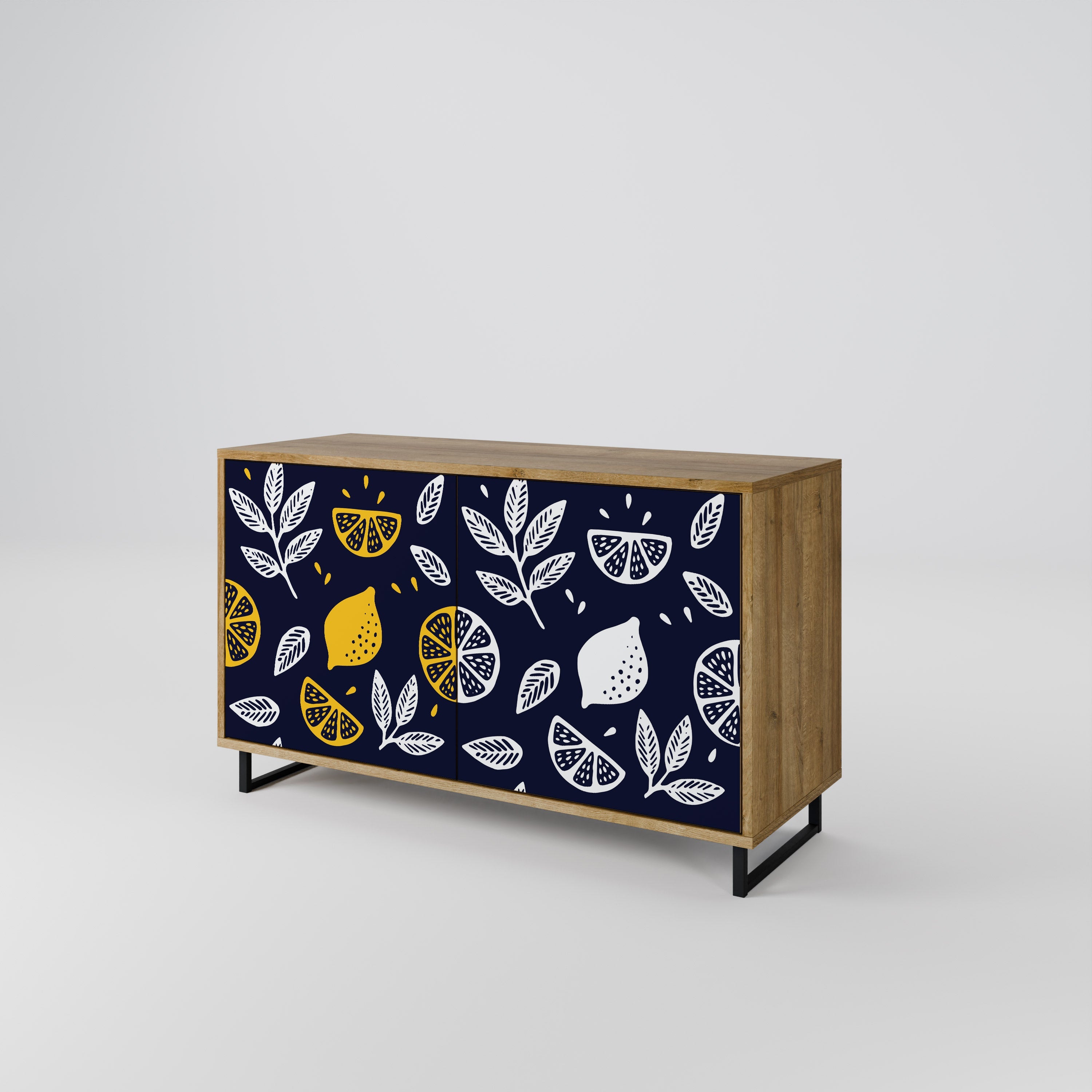 CITRUS SCHWARZ-WEISS Sideboard mit 2 Türen in Eichenoptik