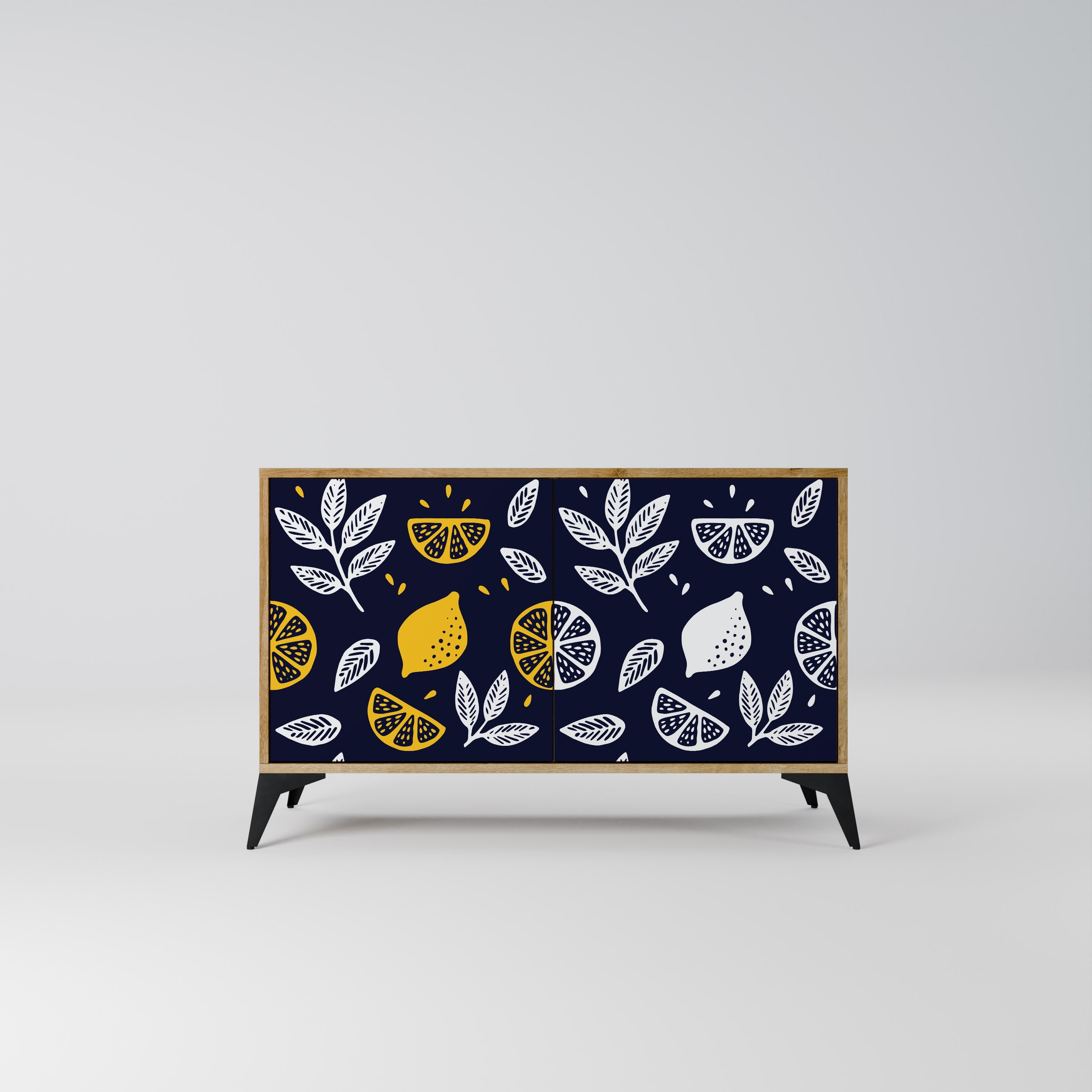 CITRUS SCHWARZ-WEISS Sideboard mit 2 Türen in Eichenoptik
