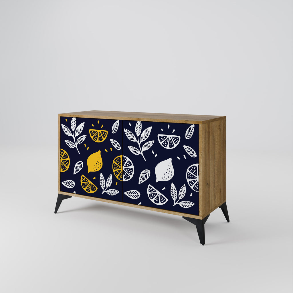 CITRUS SCHWARZ-WEISS Sideboard mit 2 Türen in Eichenoptik